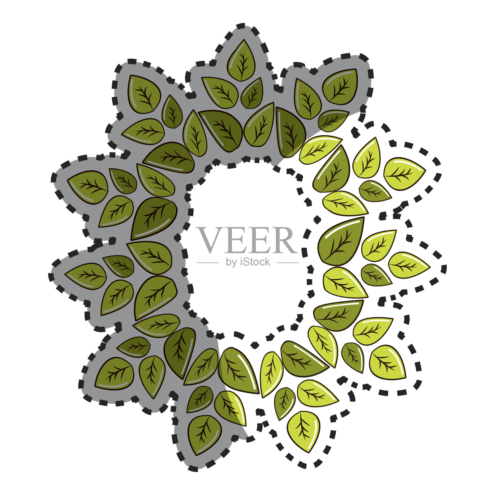 不干胶绿色环保圆叶设计元素图片