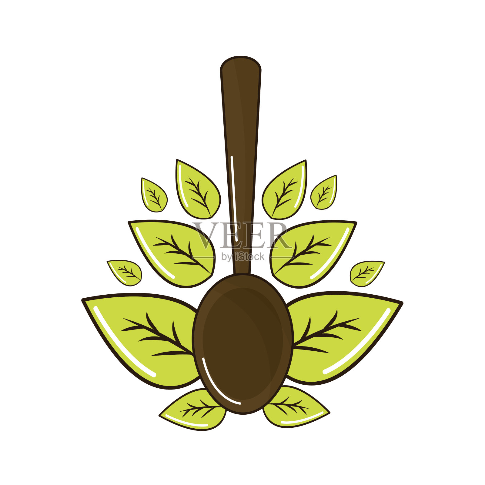 用汤勺做厨房用具插画图片素材