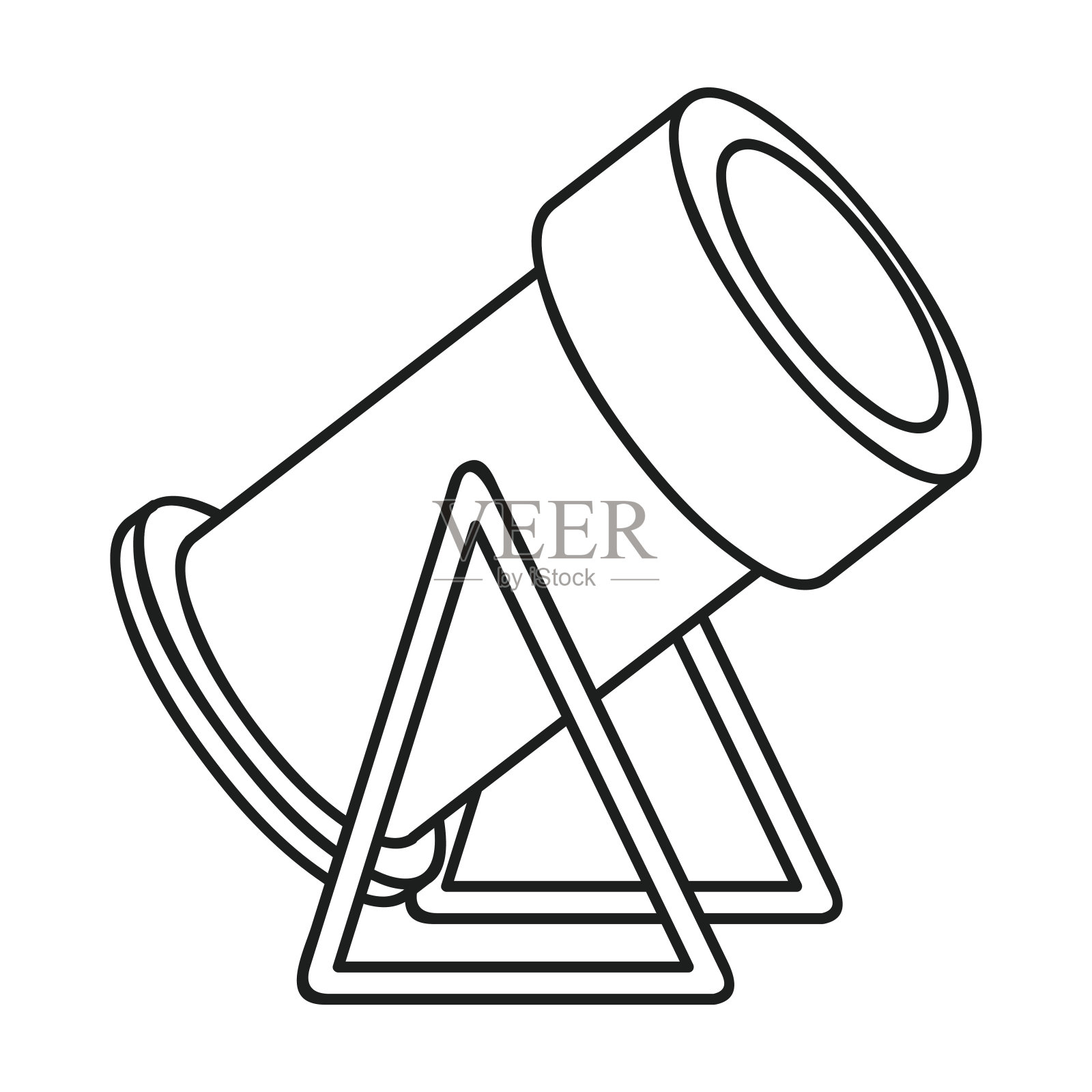 雪炮图标在轮廓风格孤立的白色背景。滑雪胜地符号股票矢量插图。图标素材