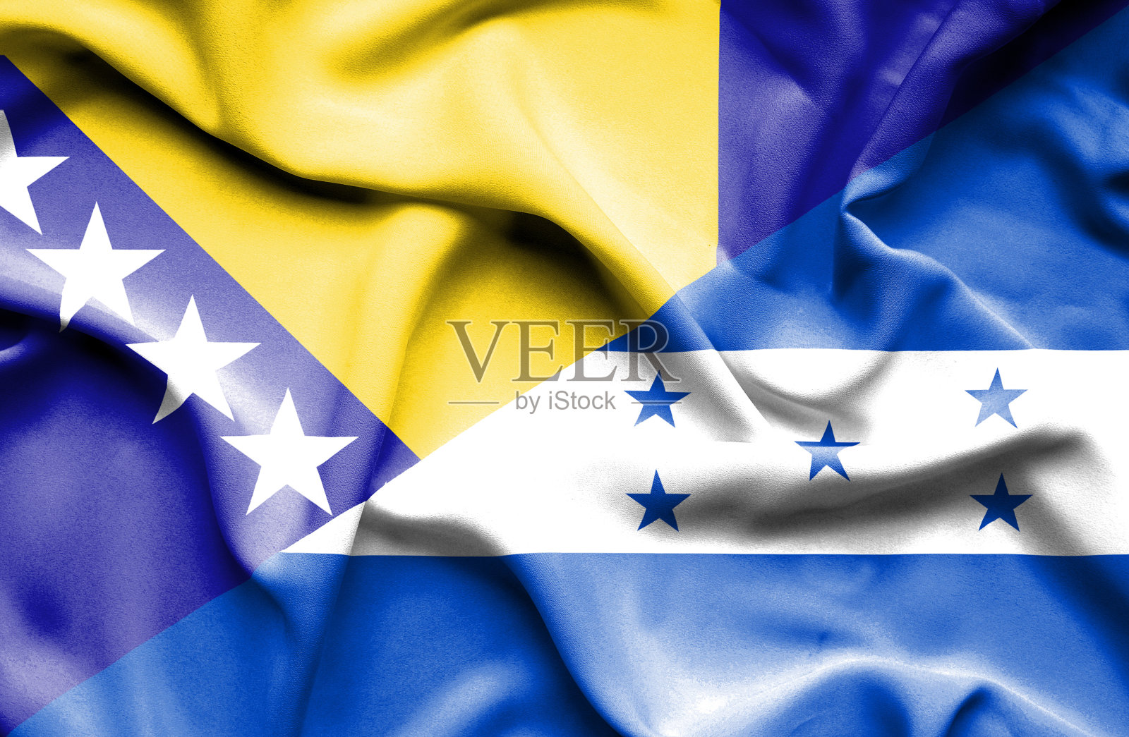挥舞着洪都拉斯和波斯尼亚-黑塞哥维那的旗帜设计元素图片
