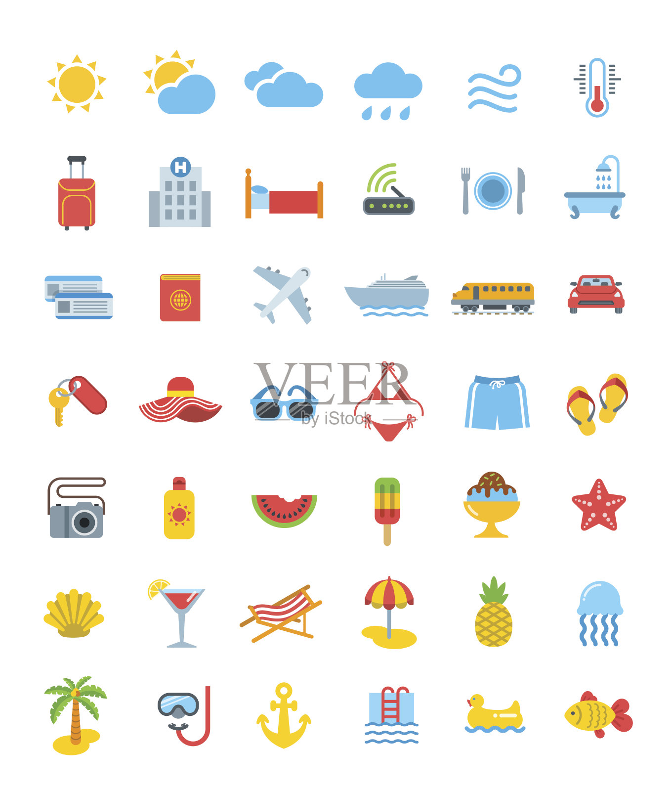 暑假旅游矢量图标图标素材