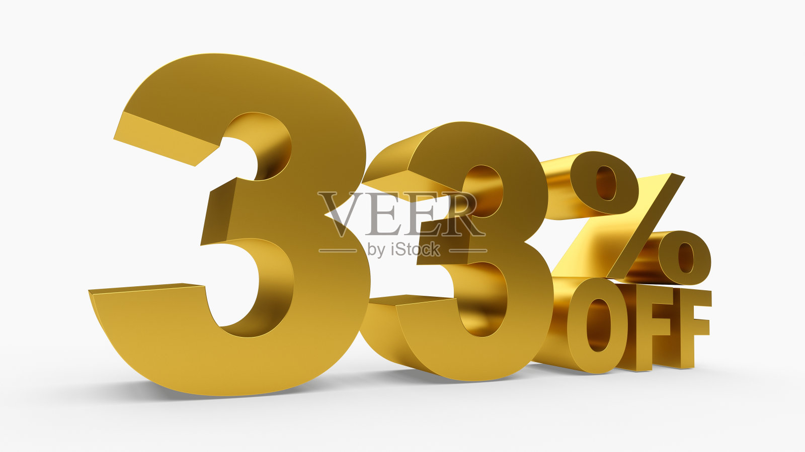 3D渲染黄金折扣33%的白色背景照片摄影图片