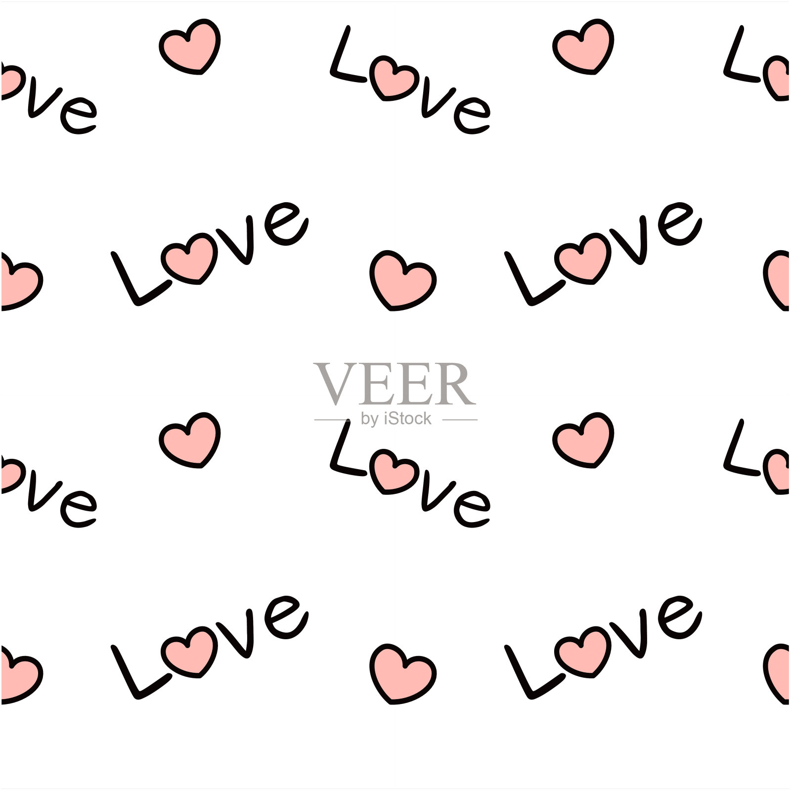 浪漫爱情无缝矢量图案背景插图为情人节插画图片素材
