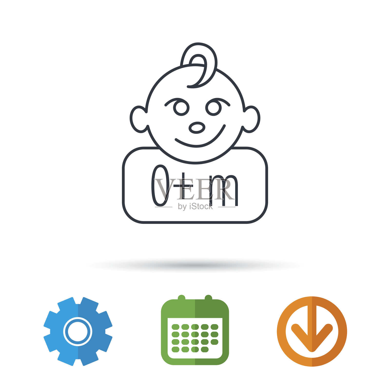 娃娃脸图标。新生儿的迹象。图标素材