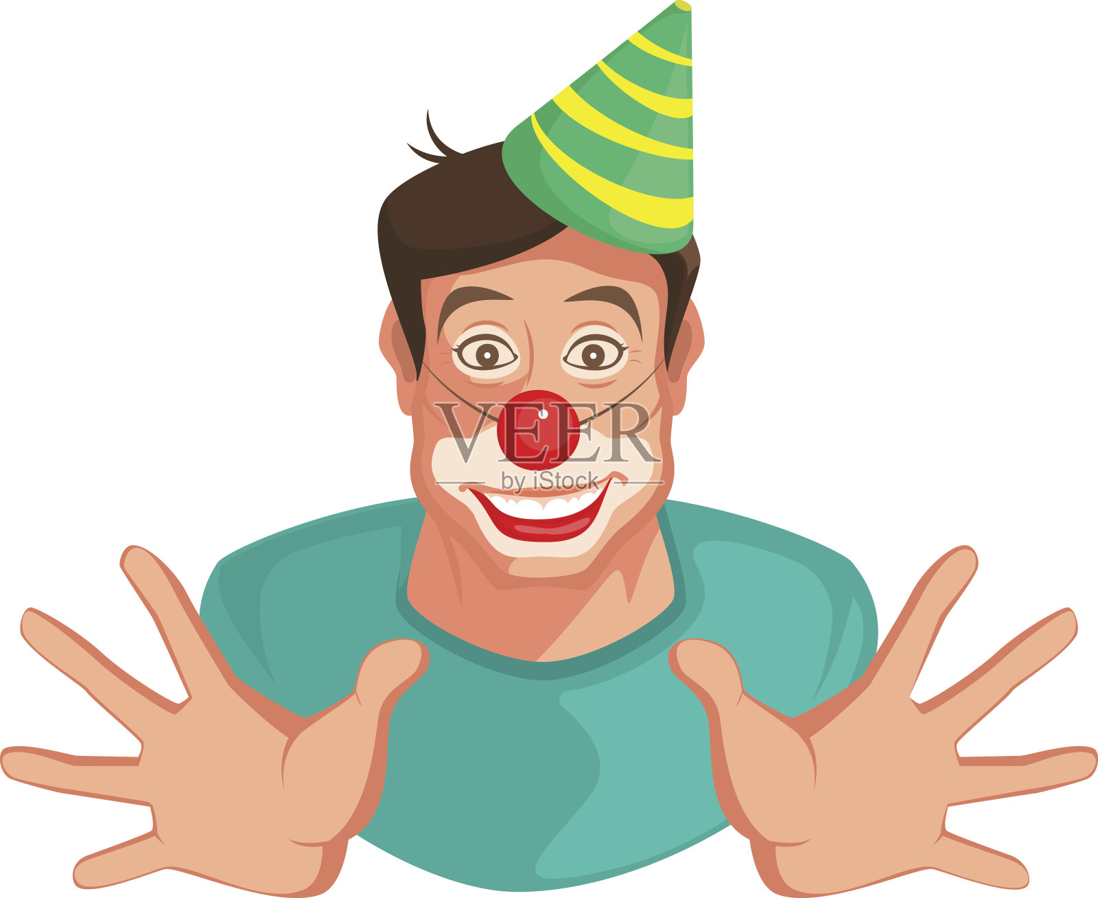 有趣的年轻男子小丑头像插画图片素材