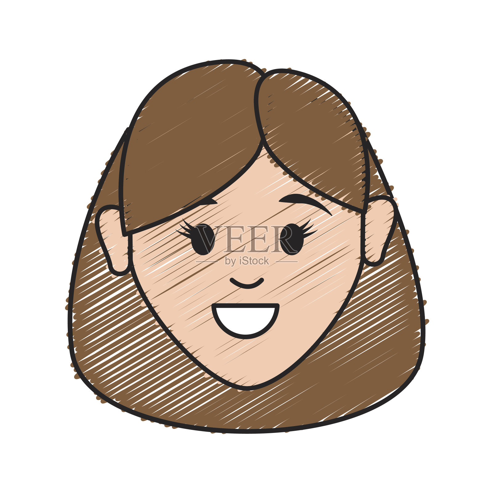 快乐的脸和发型的女人设计元素图片