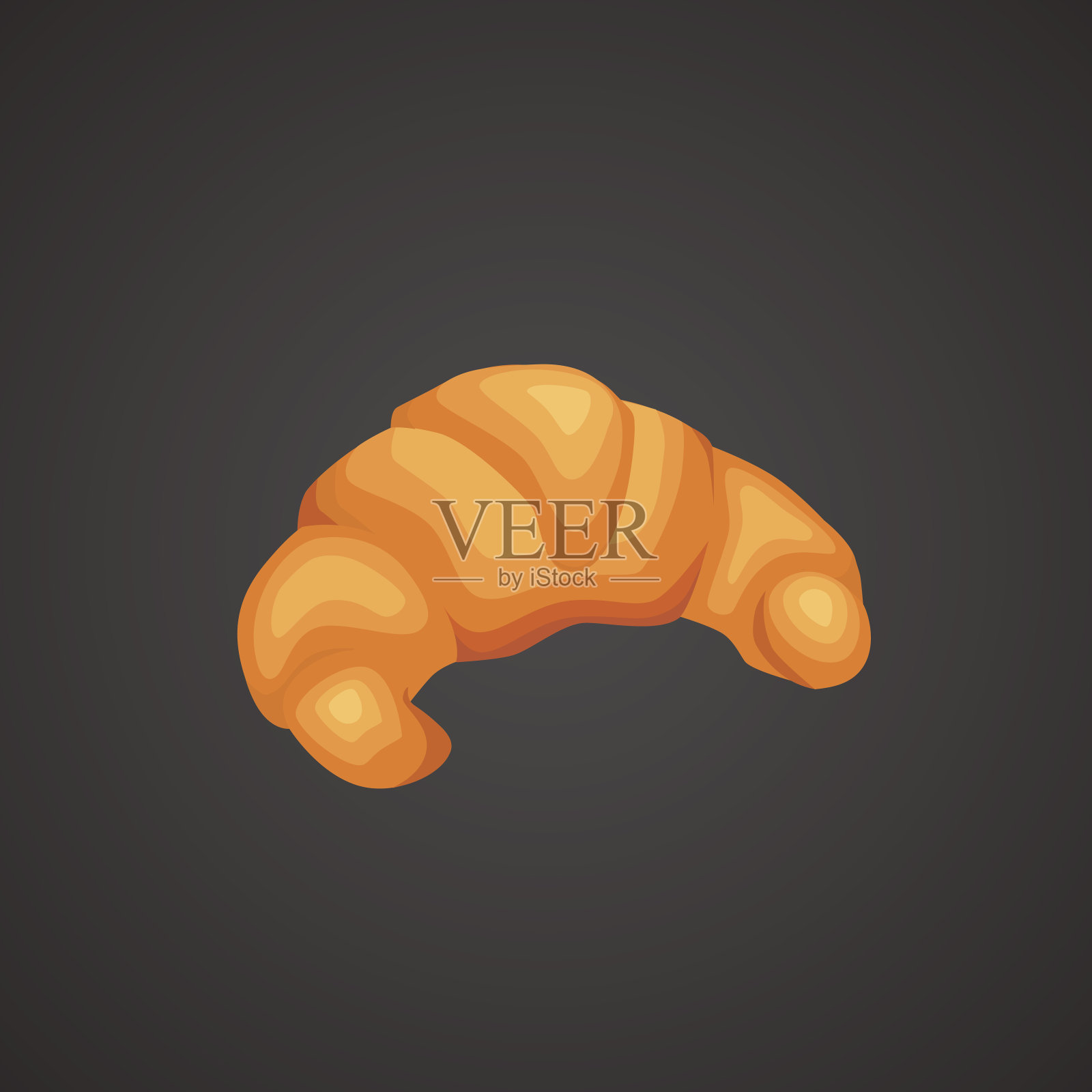 牛角面包图标上的中性背景。设计元素图片