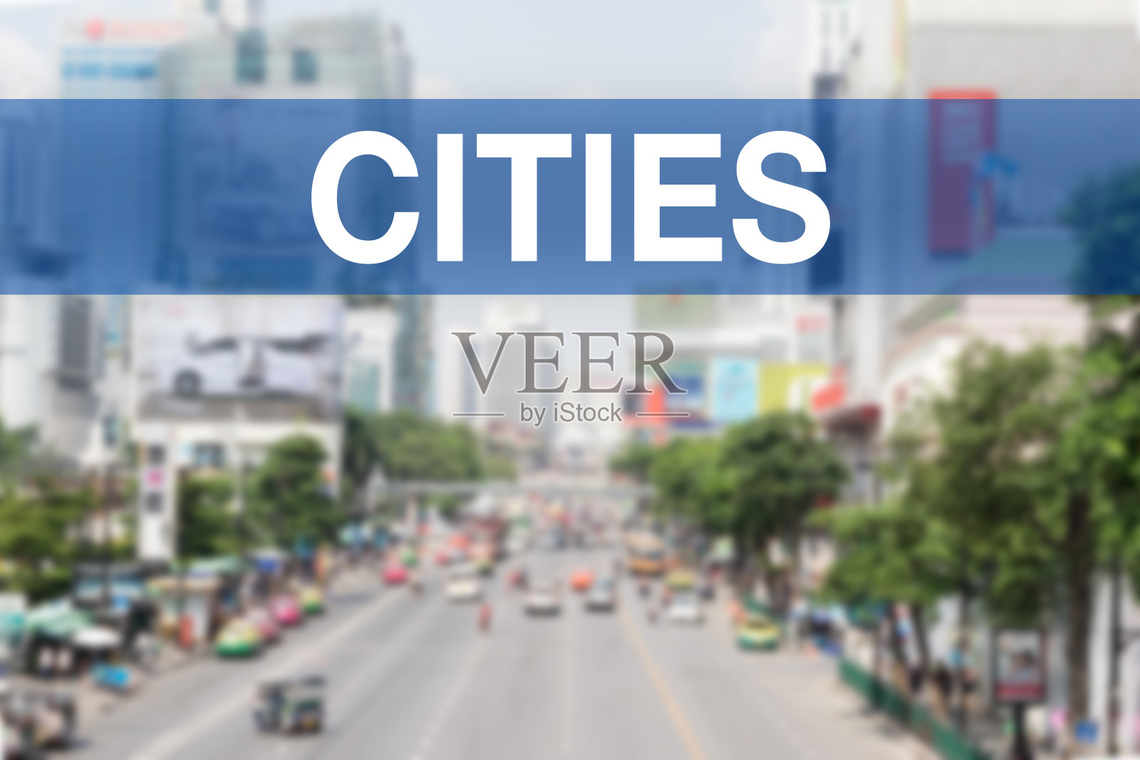 使用CITIES Word模糊城市背景照片摄影图片