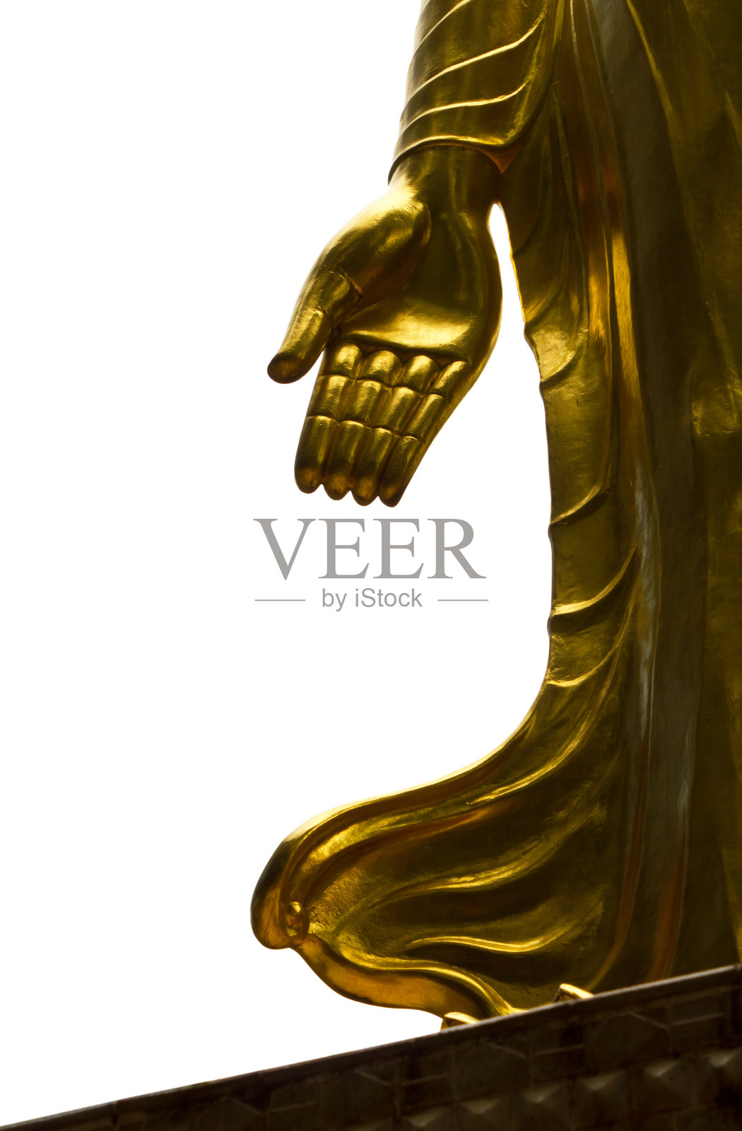 佛陀的金手站立。照片摄影图片