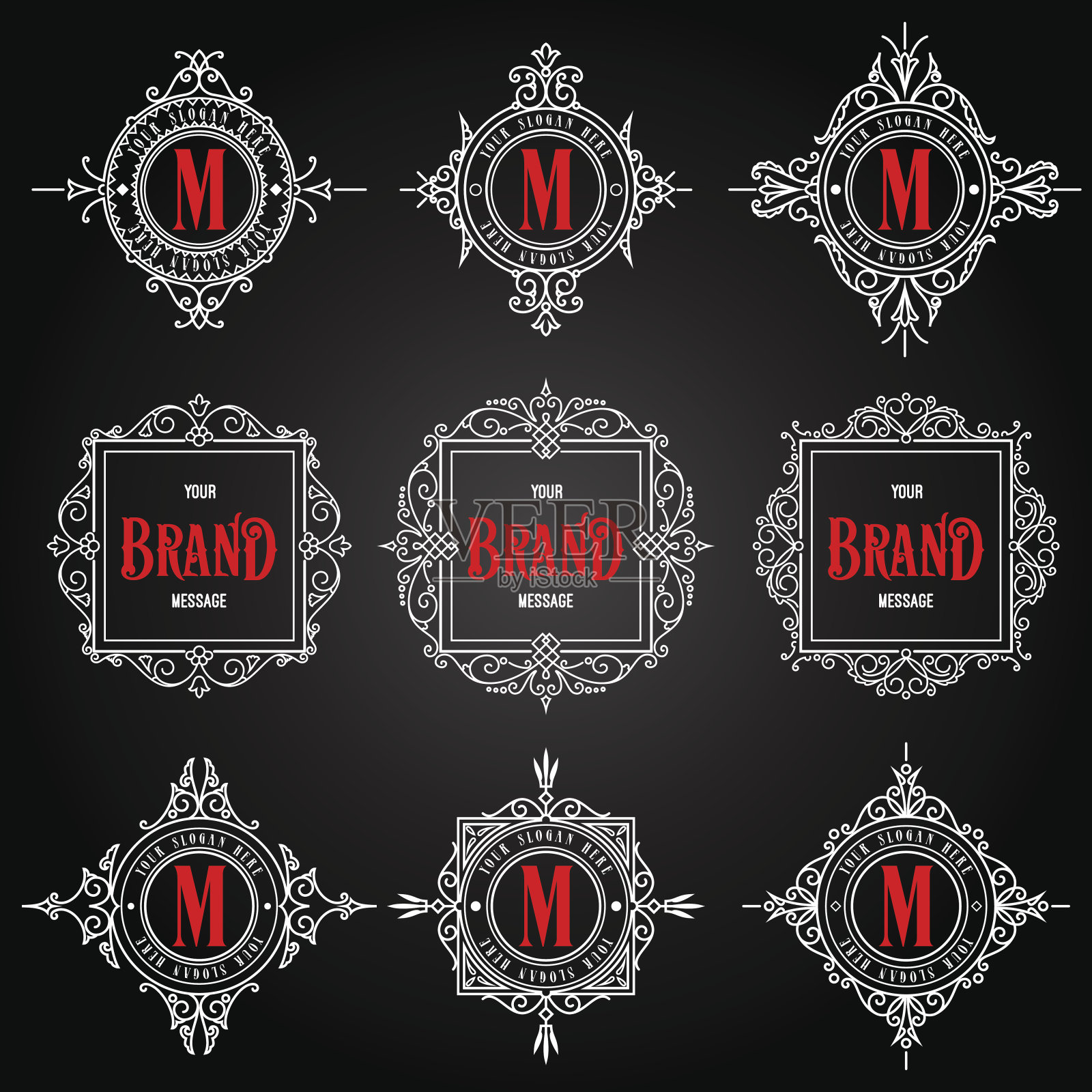 一套复古标签。插画图片素材