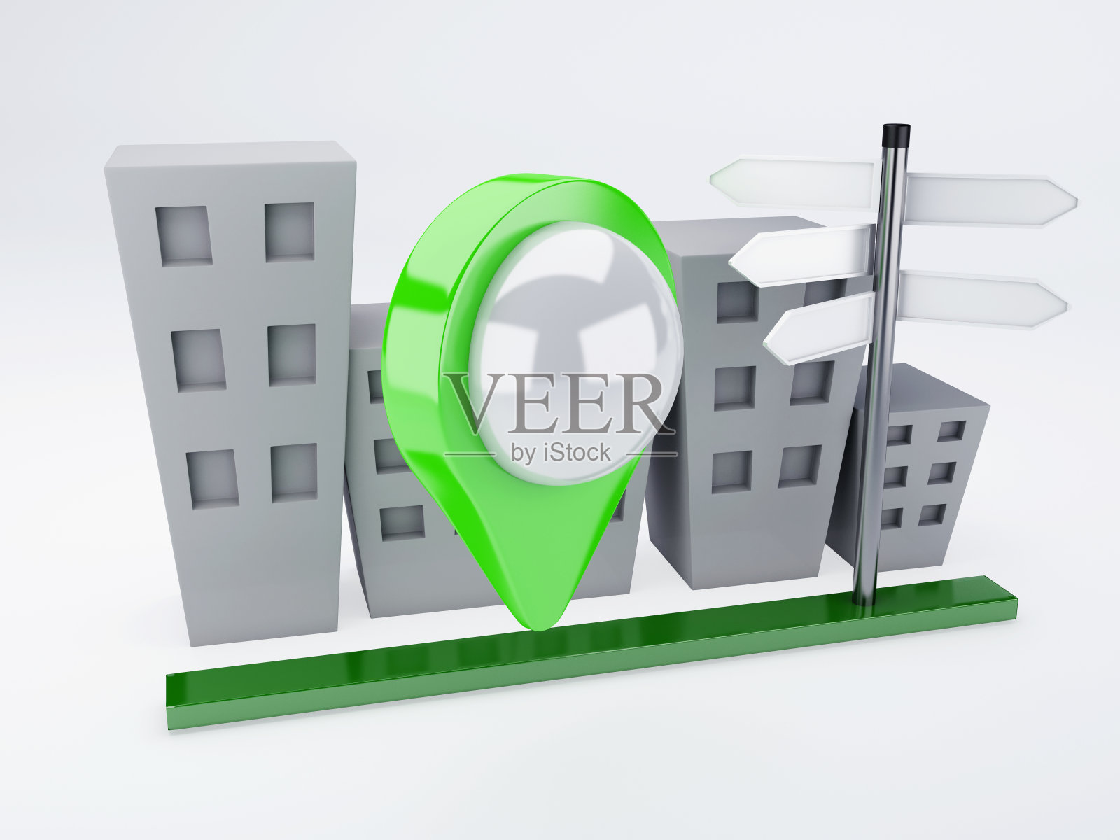 城市与地图指针。全球定位系统(gps)的概念照片摄影图片