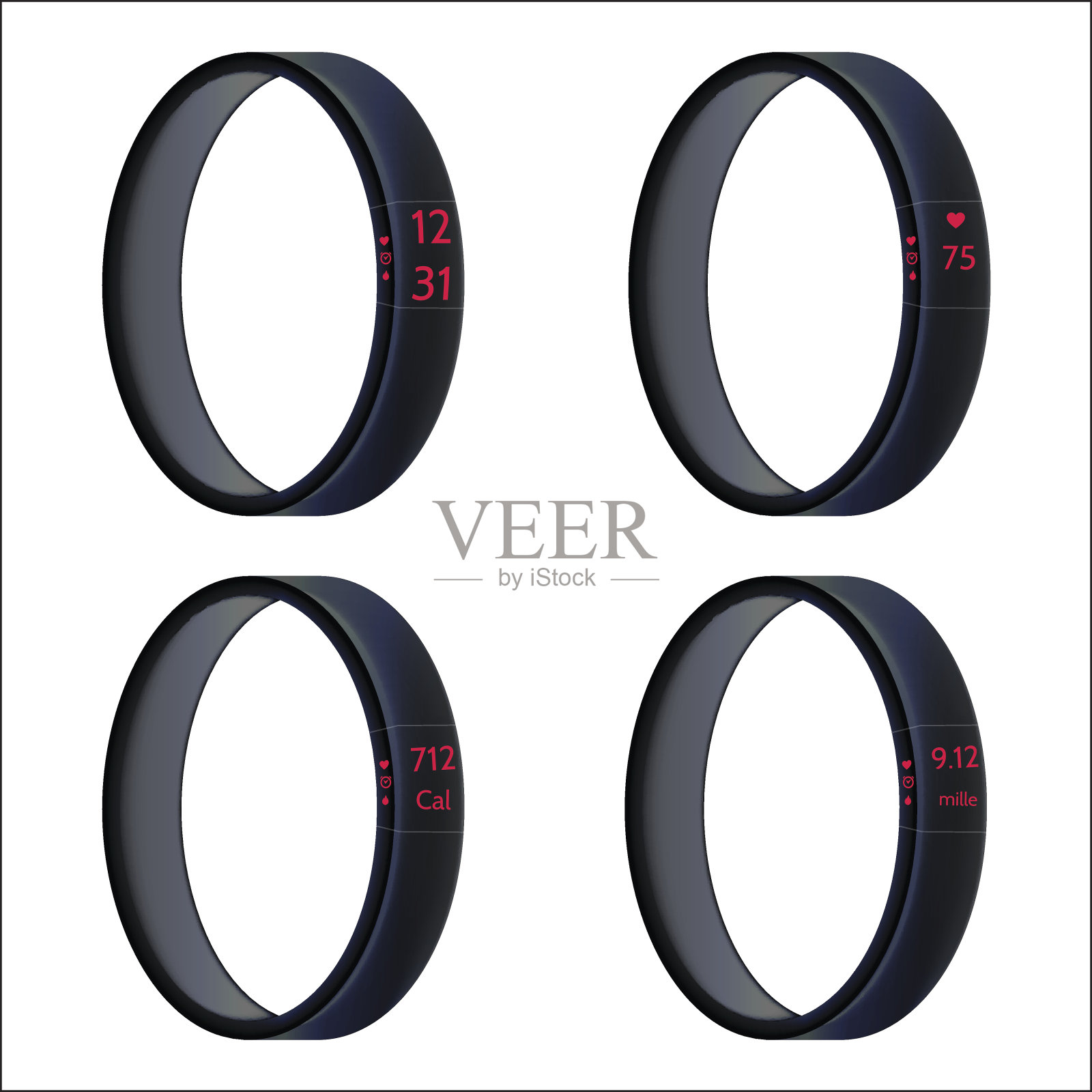 黑色智能腕带矢量图插画图片素材