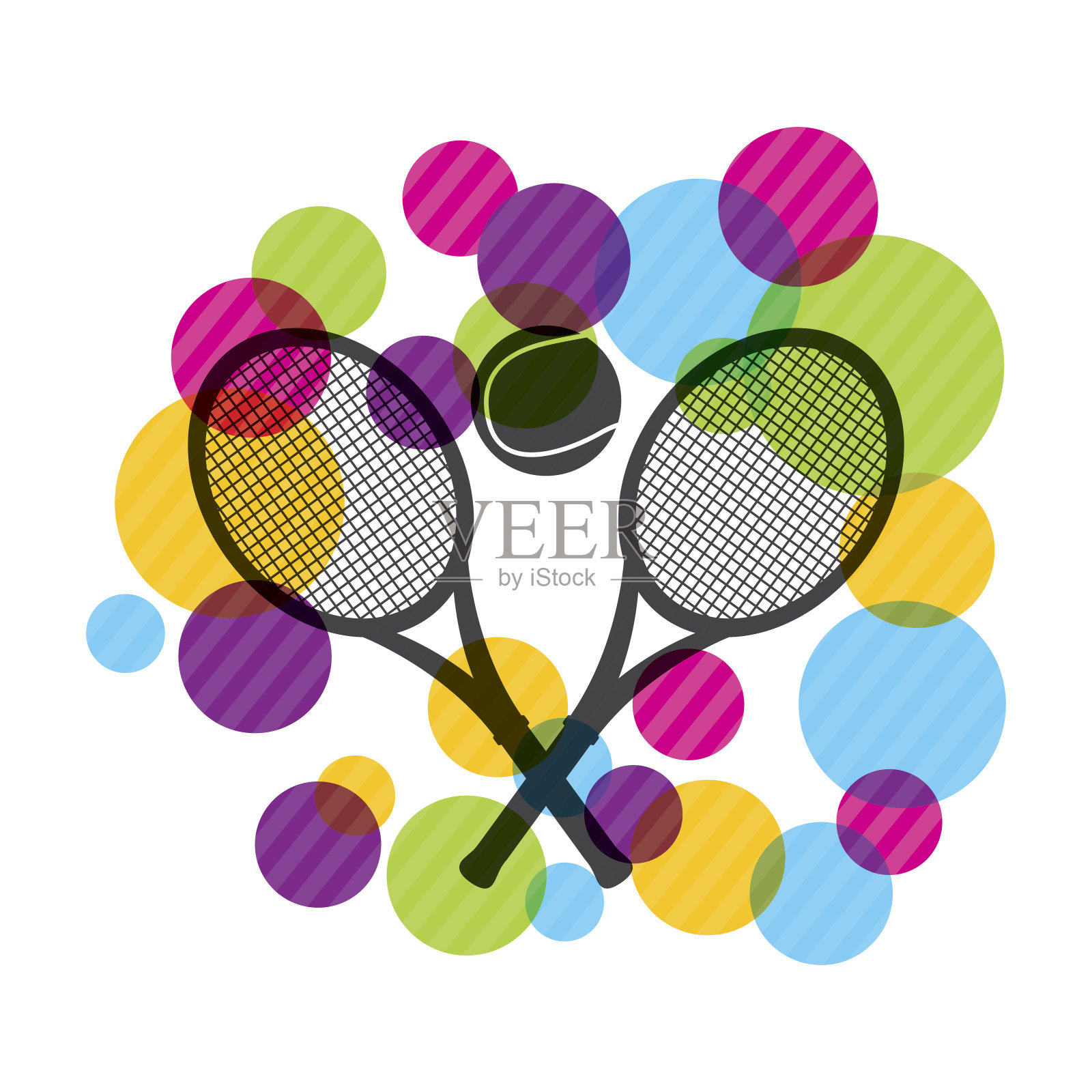 球和球拍图标。网球的设计。矢量图形插画图片素材