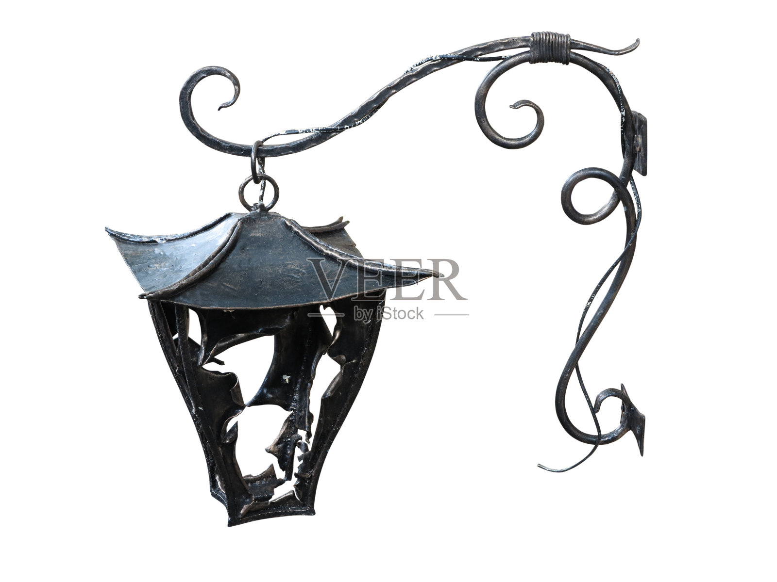 复古金属锻造壁灯隔离在白色照片摄影图片