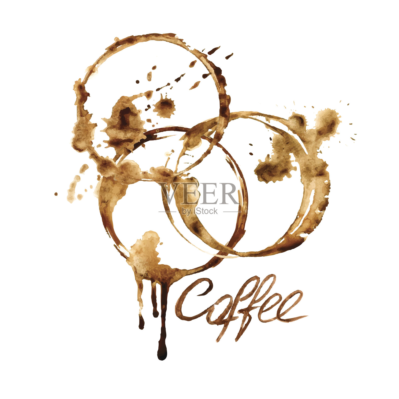 带有咖啡渍的水彩图案插画图片素材