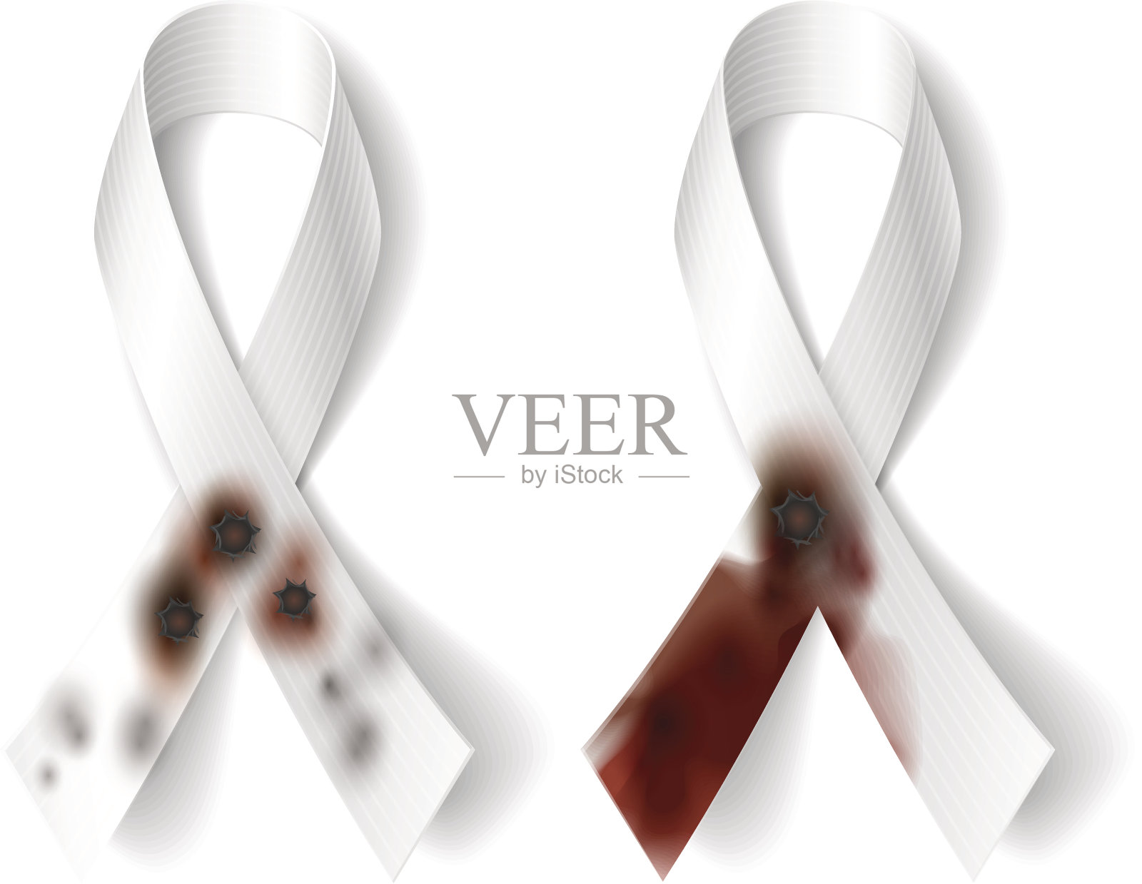 带着枪伤的白丝带。插画图片素材