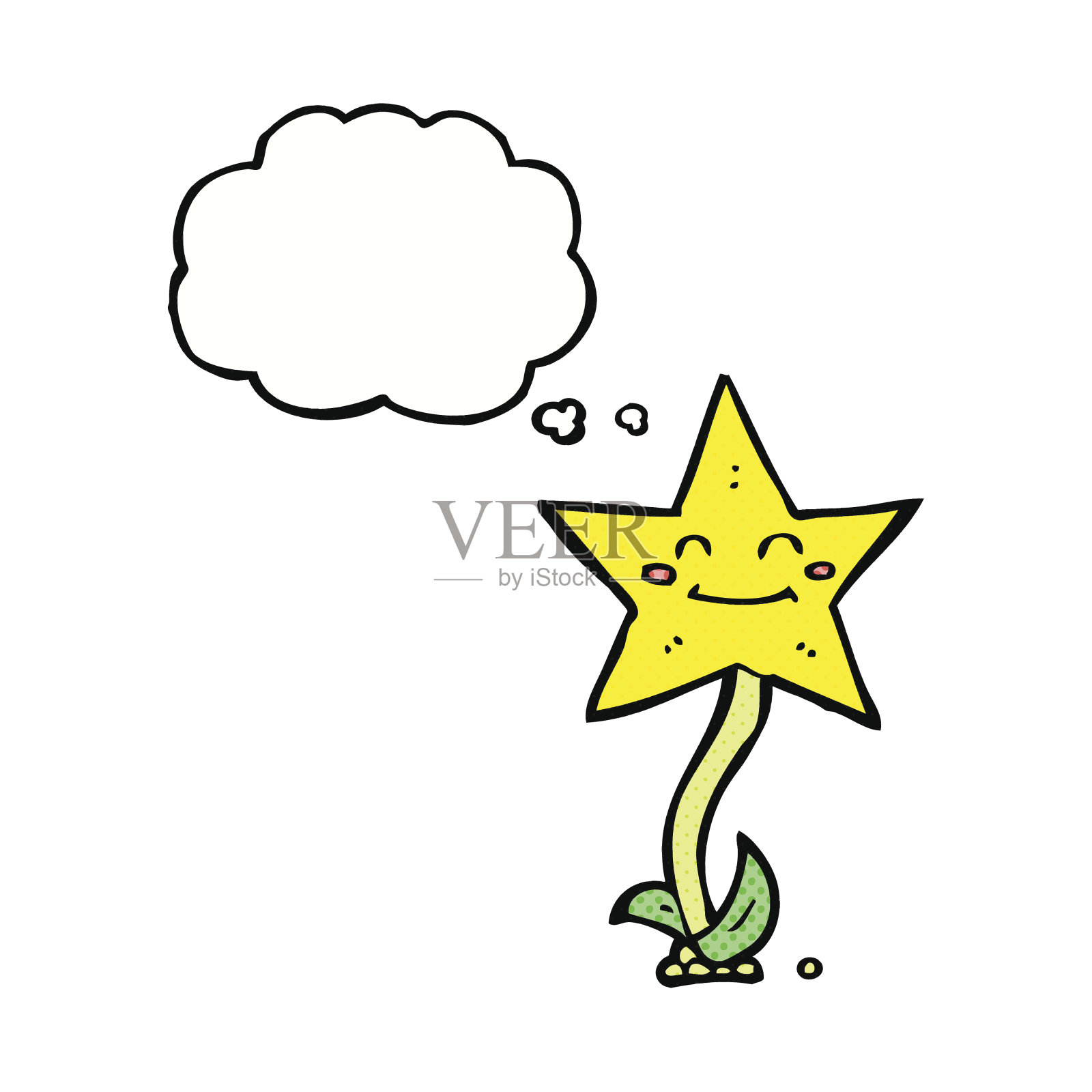 卡通明星花带着思想泡泡设计元素图片