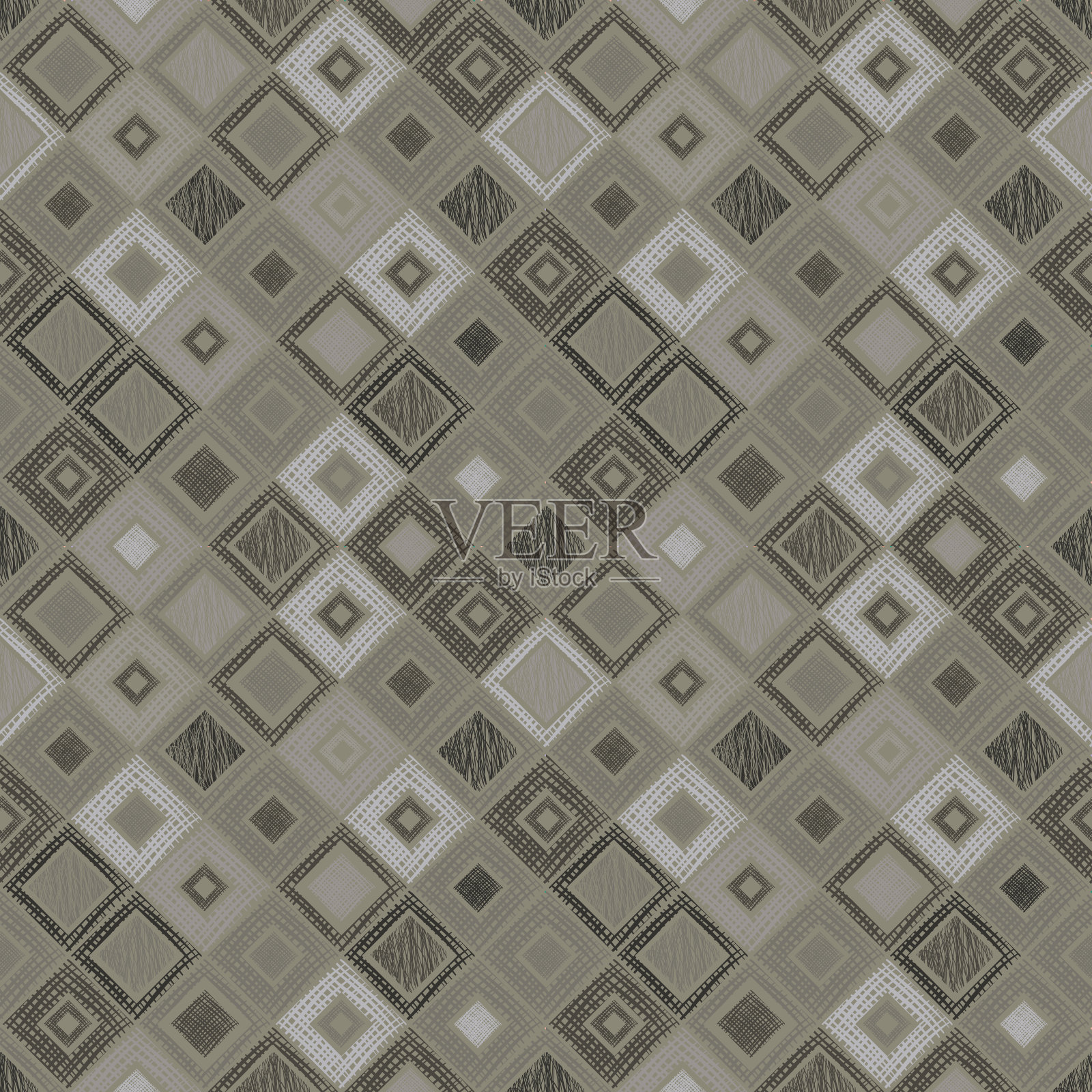 无缝矢量几何图案与菱形，正方形。无尽的背景与手绘纹理几何图形。彩色图形插图模板包装，web背景，墙纸插画图片素材