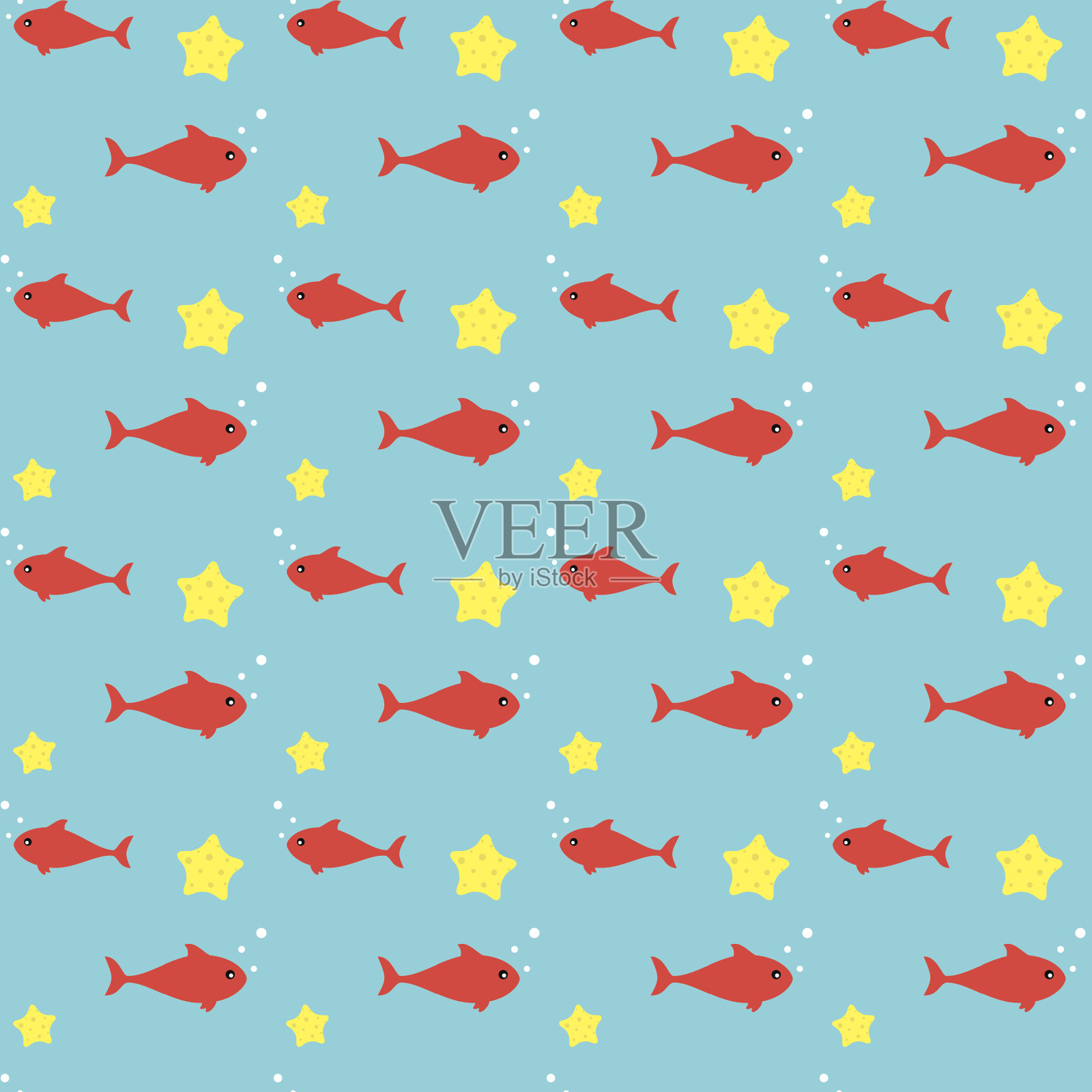鱼无缝模式插画图片素材