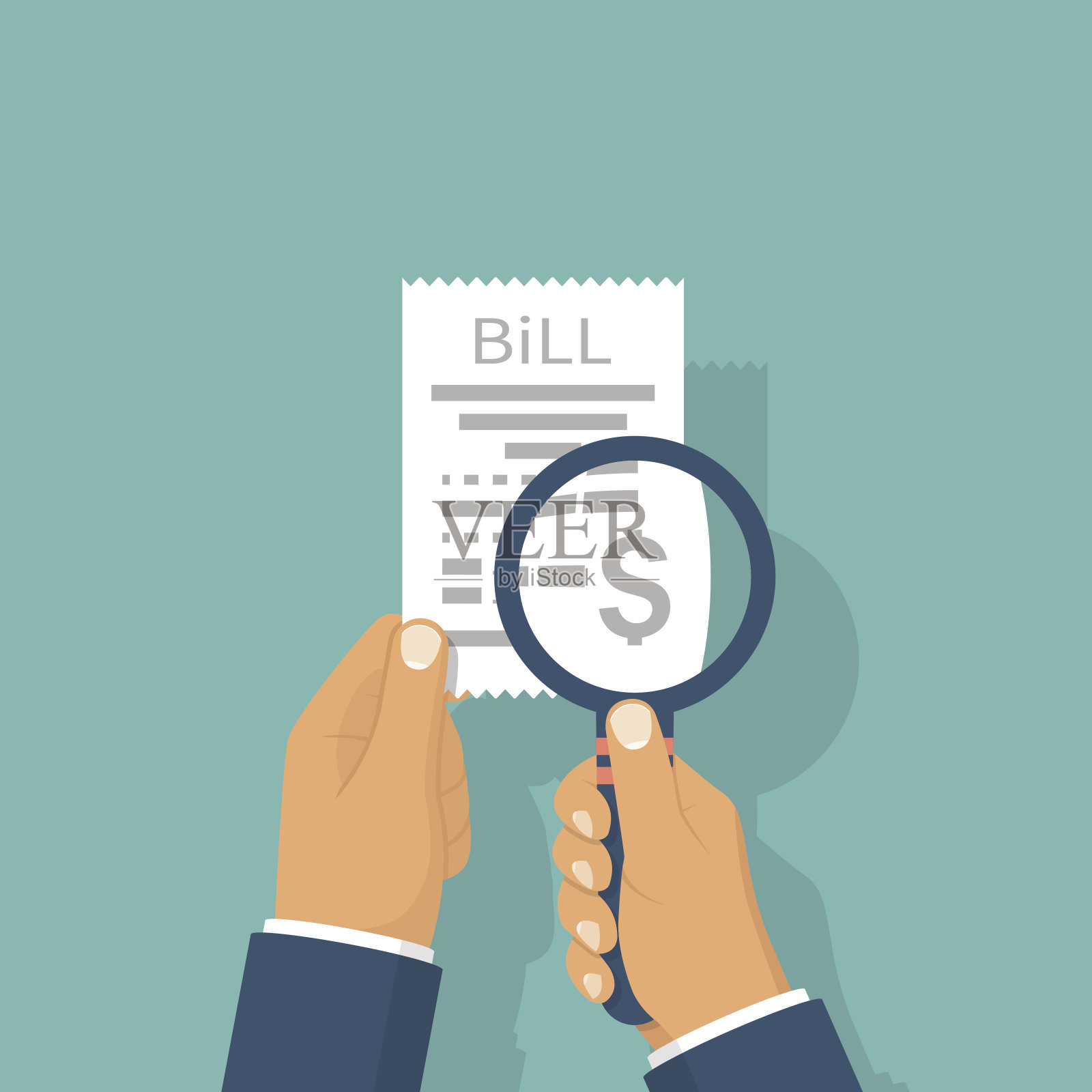 人类正在研究如何支付账单。插画图片素材