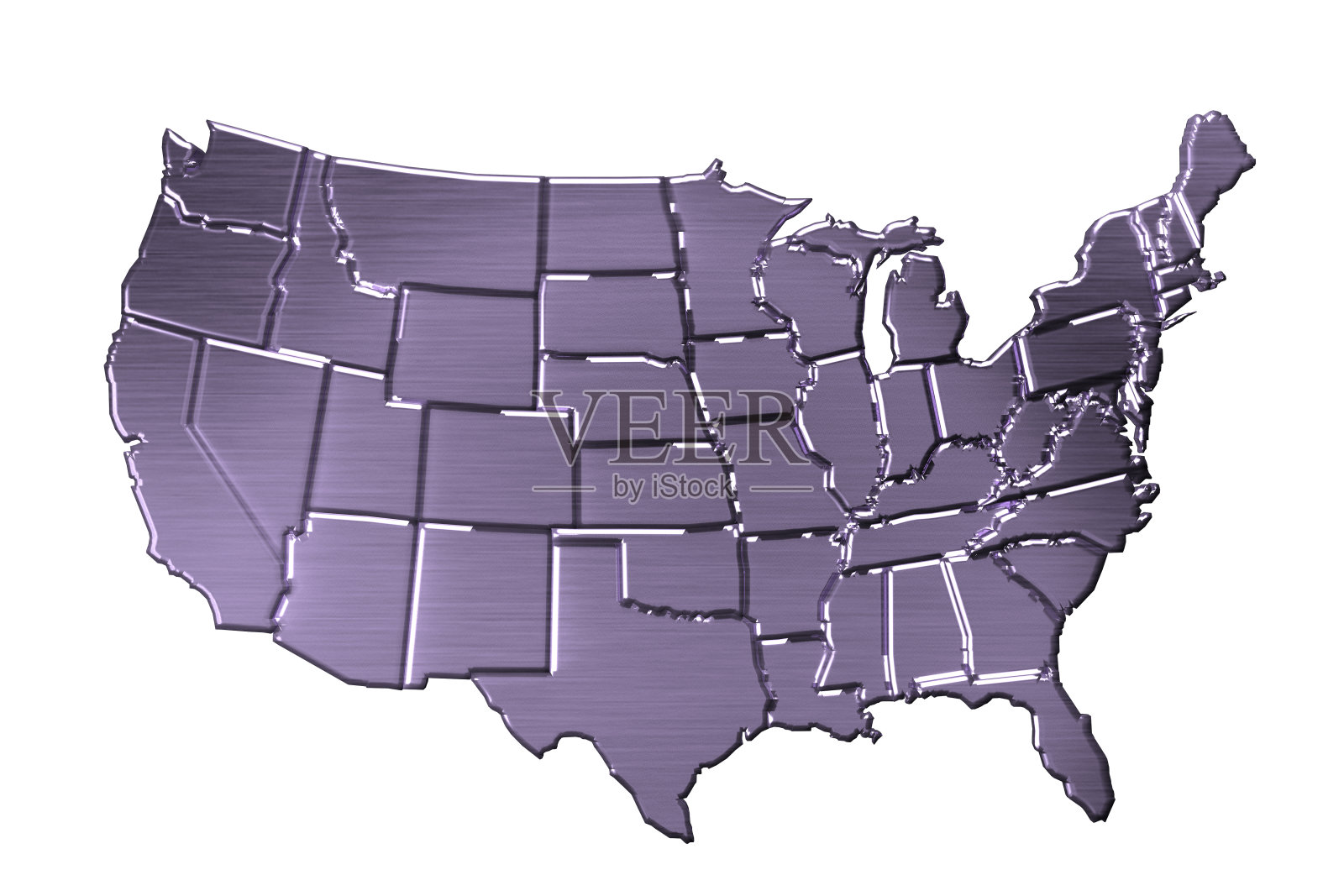 美国地图的铂金色。三维渲染照片摄影图片