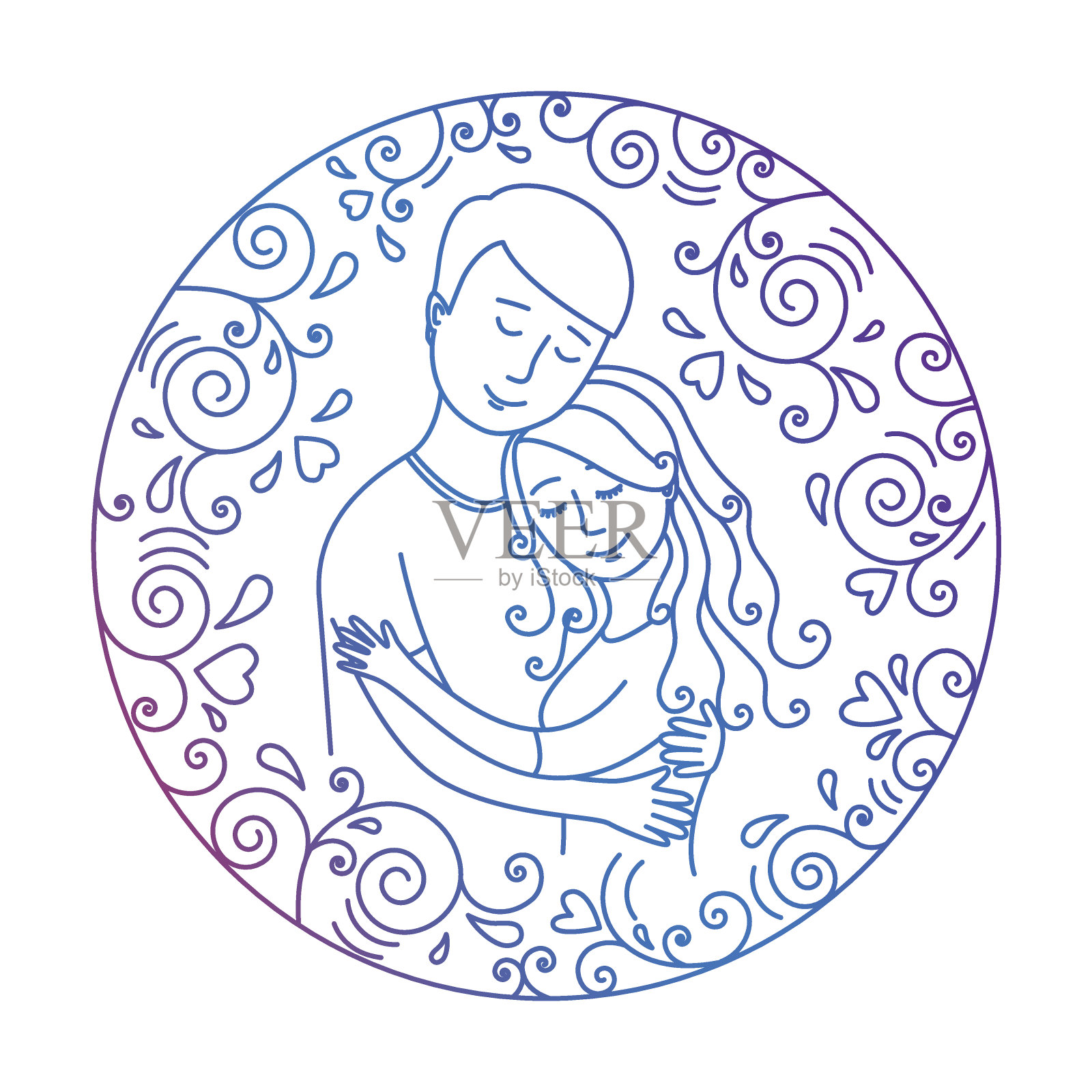 彩色的爱情概念孤立在白色的背景。插画图片素材