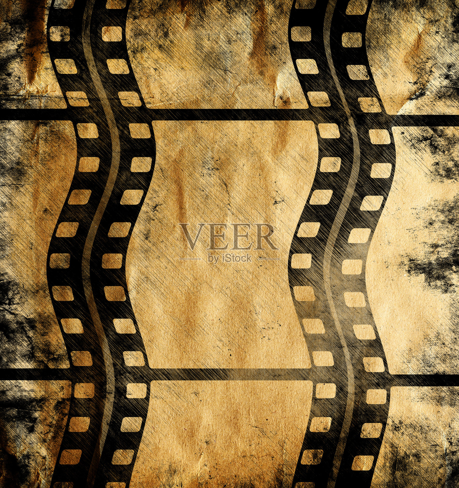 复古背景与电影框架插画图片素材