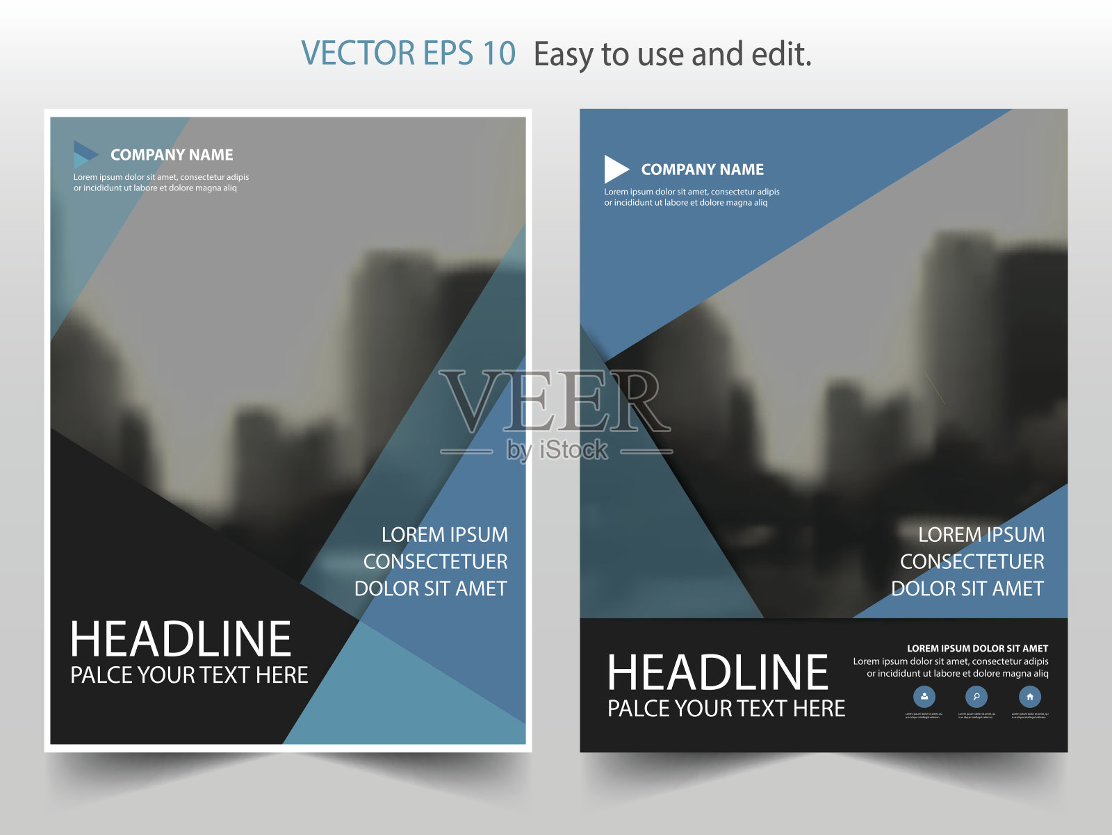 蓝黑矢量年度报告传单宣传册传单模板设计设计模板素材