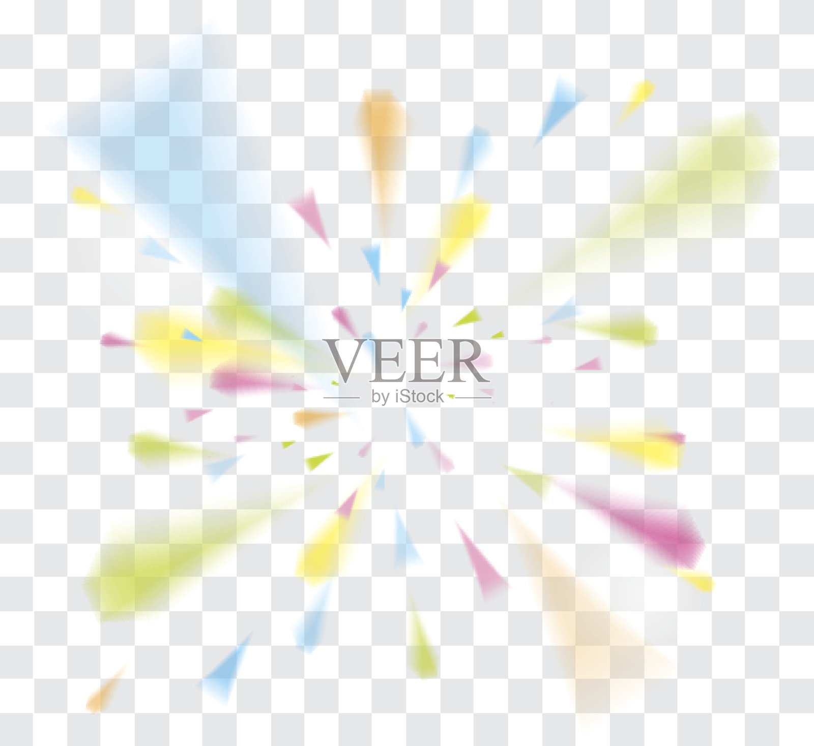 飘落的五彩纸屑与透明的背景上的丝带。插画图片素材