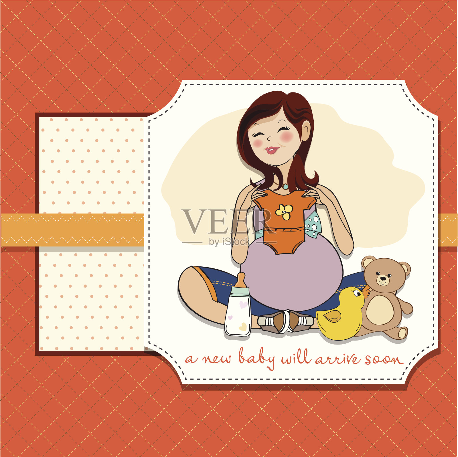 快乐的孕妇，宝宝送礼卡设计模板素材
