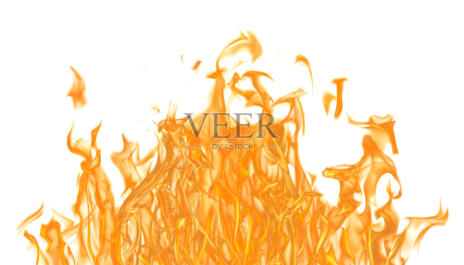 黄色大火孤立在白色之上照片摄影图片