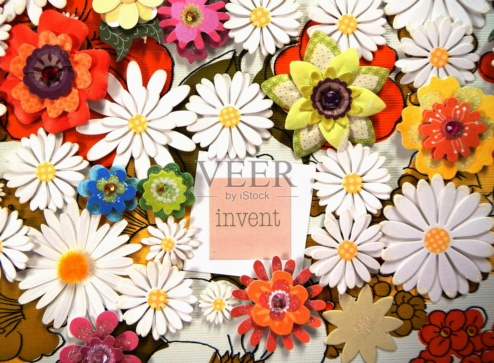 发明要有创意，花和字照片摄影图片