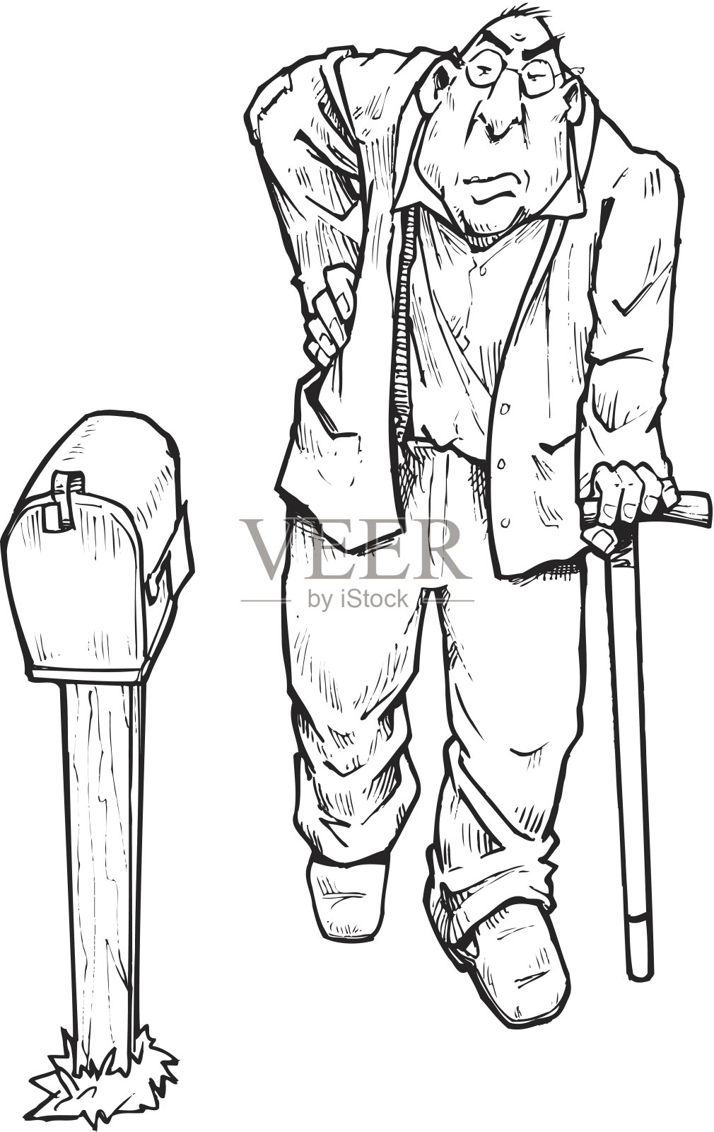 老人Mailbox2插画图片素材