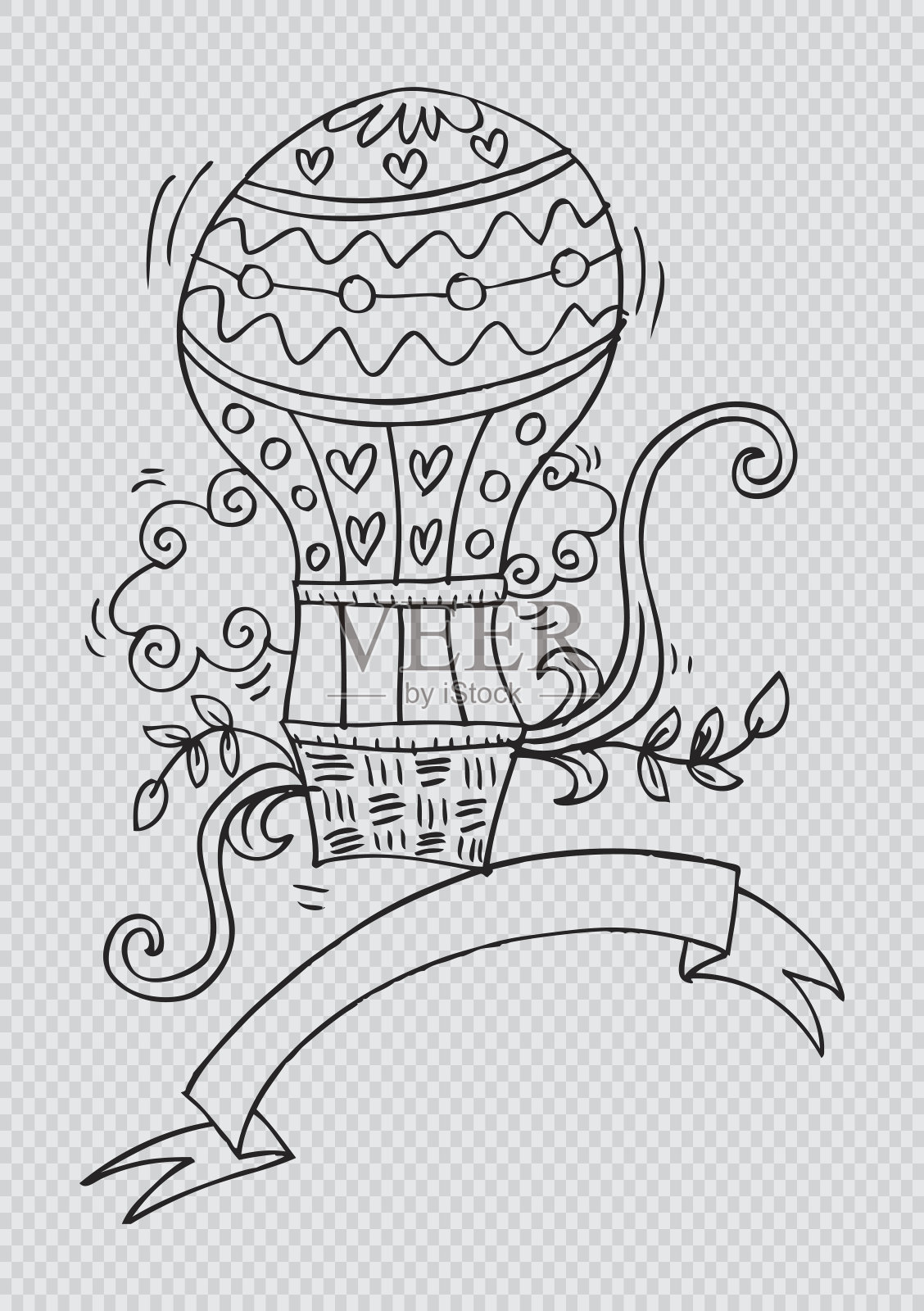 涂鸦热气球插画图片素材