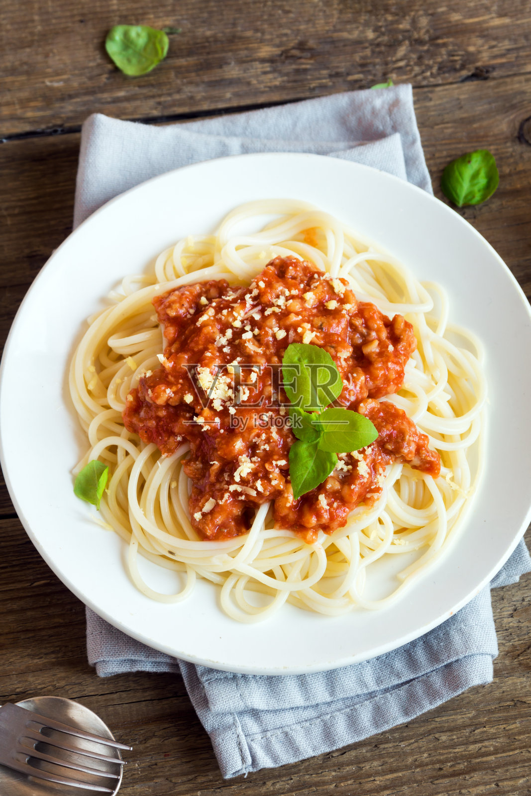 意大利面条博洛尼亚酱照片摄影图片