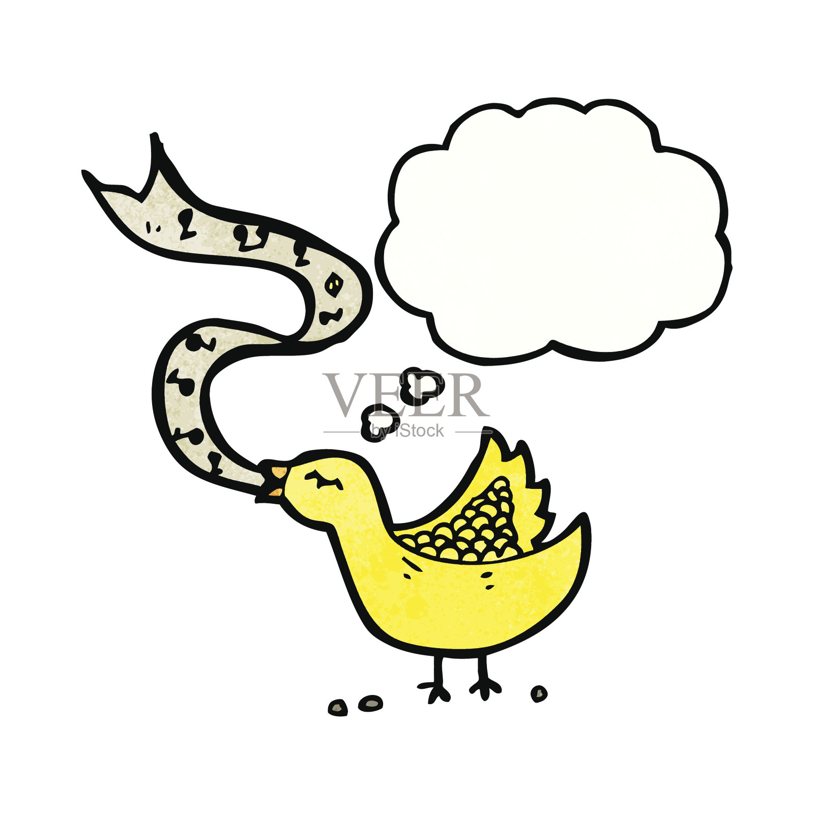 唱歌的鸟带着思想泡泡插画图片素材