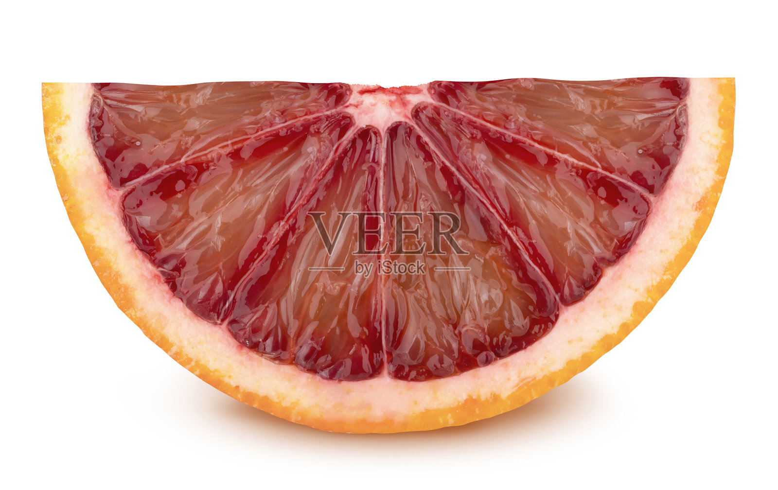 一片血色的橙色，叶子孤立在白色的背景上照片摄影图片