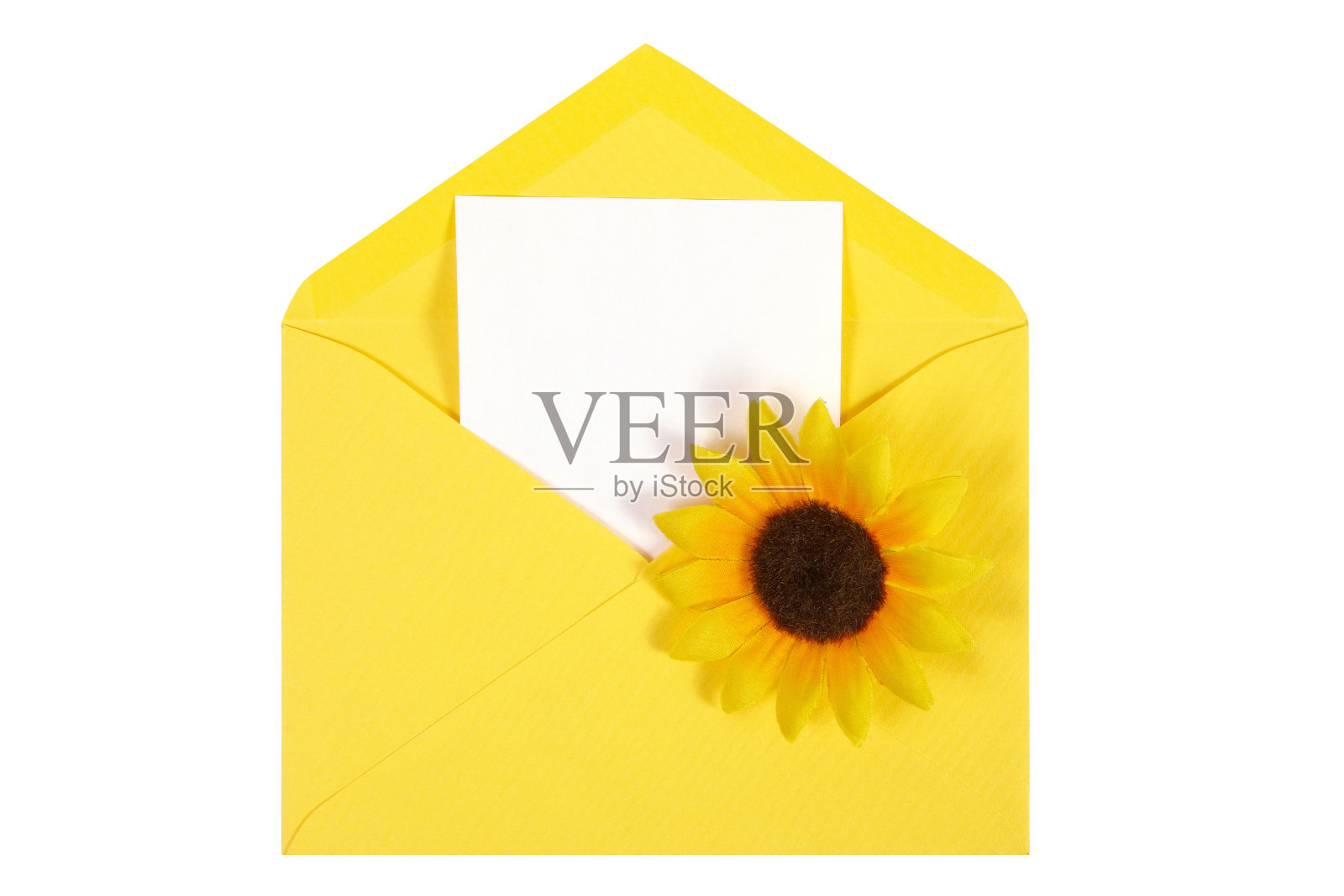 黄色开放信封与纸隔离照片摄影图片