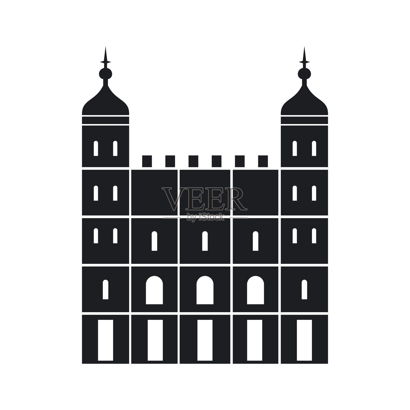 英国伦敦塔的标志，简约的风格插画图片素材