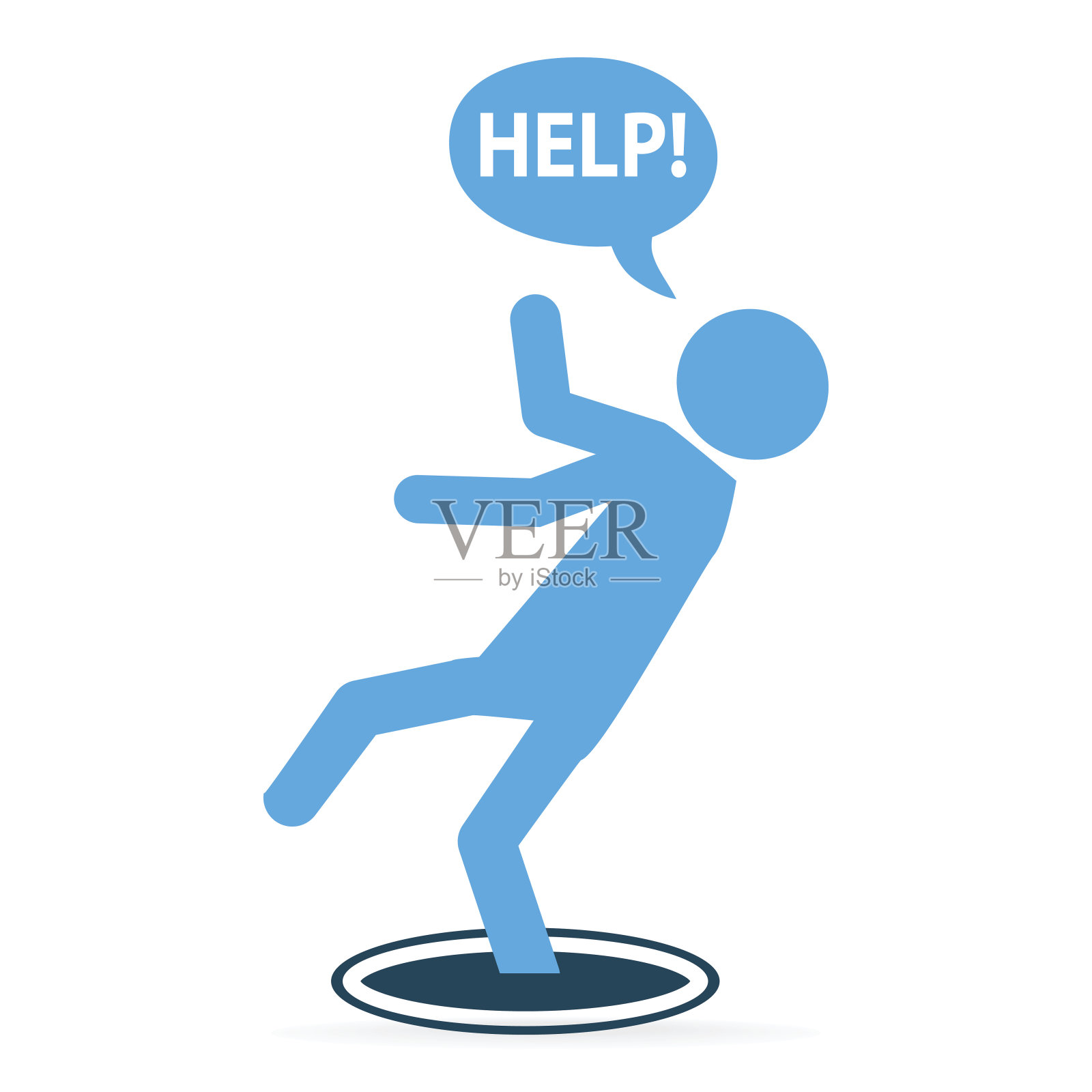 人掉进洞图标，警告符号插画图片素材