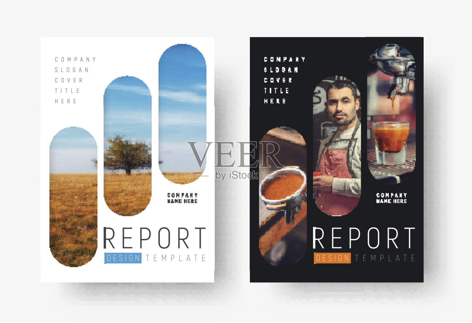 封面设计在一个极简风格的矩形与圆角的照片。设计模板素材