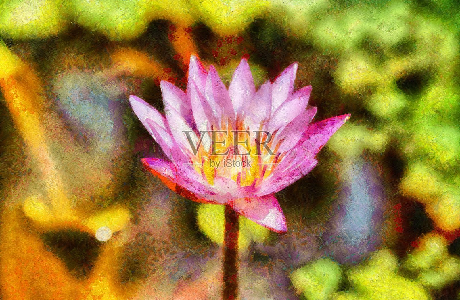 粉红水仙花印象派绘画插画插画图片素材