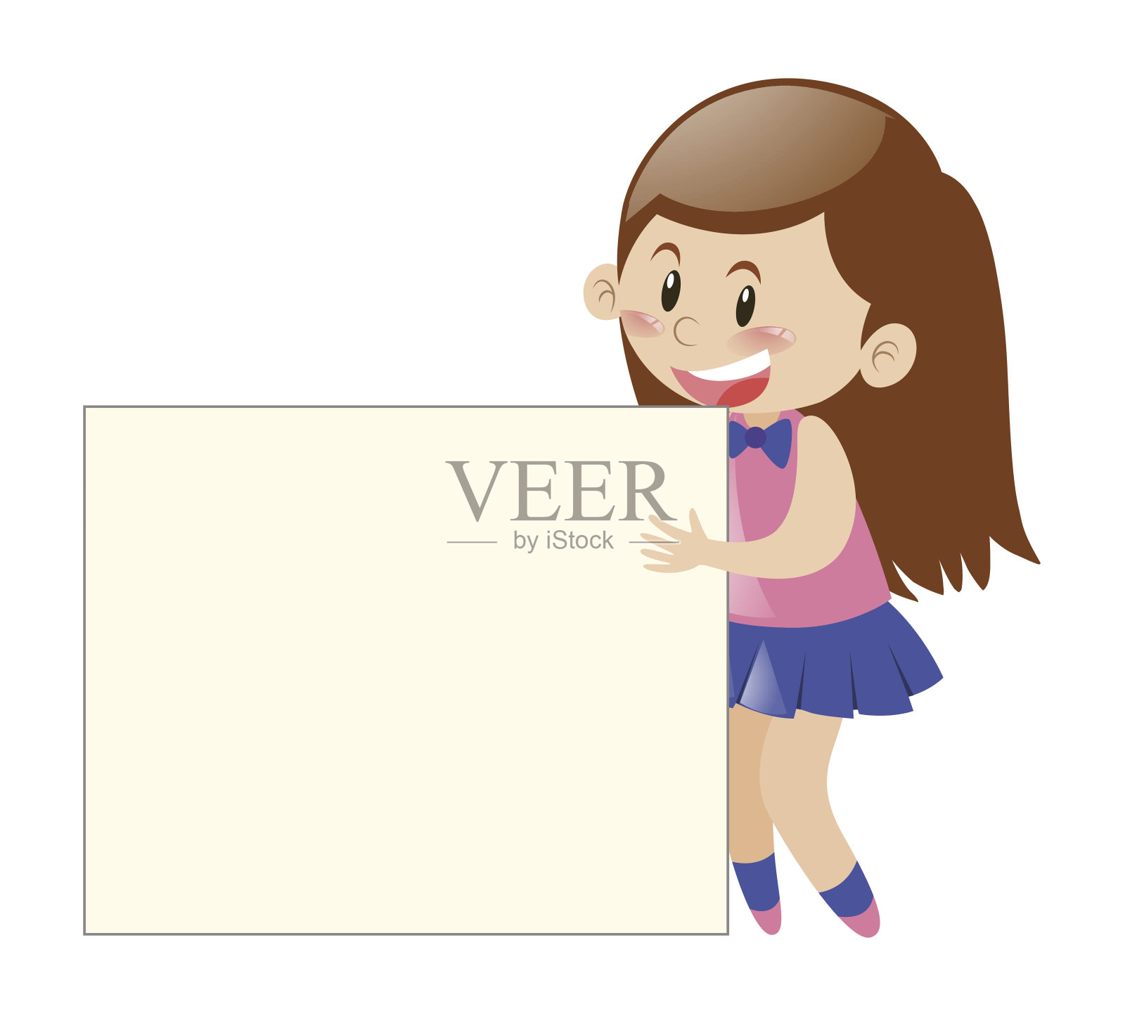 小女孩在空白标志后面设计元素图片