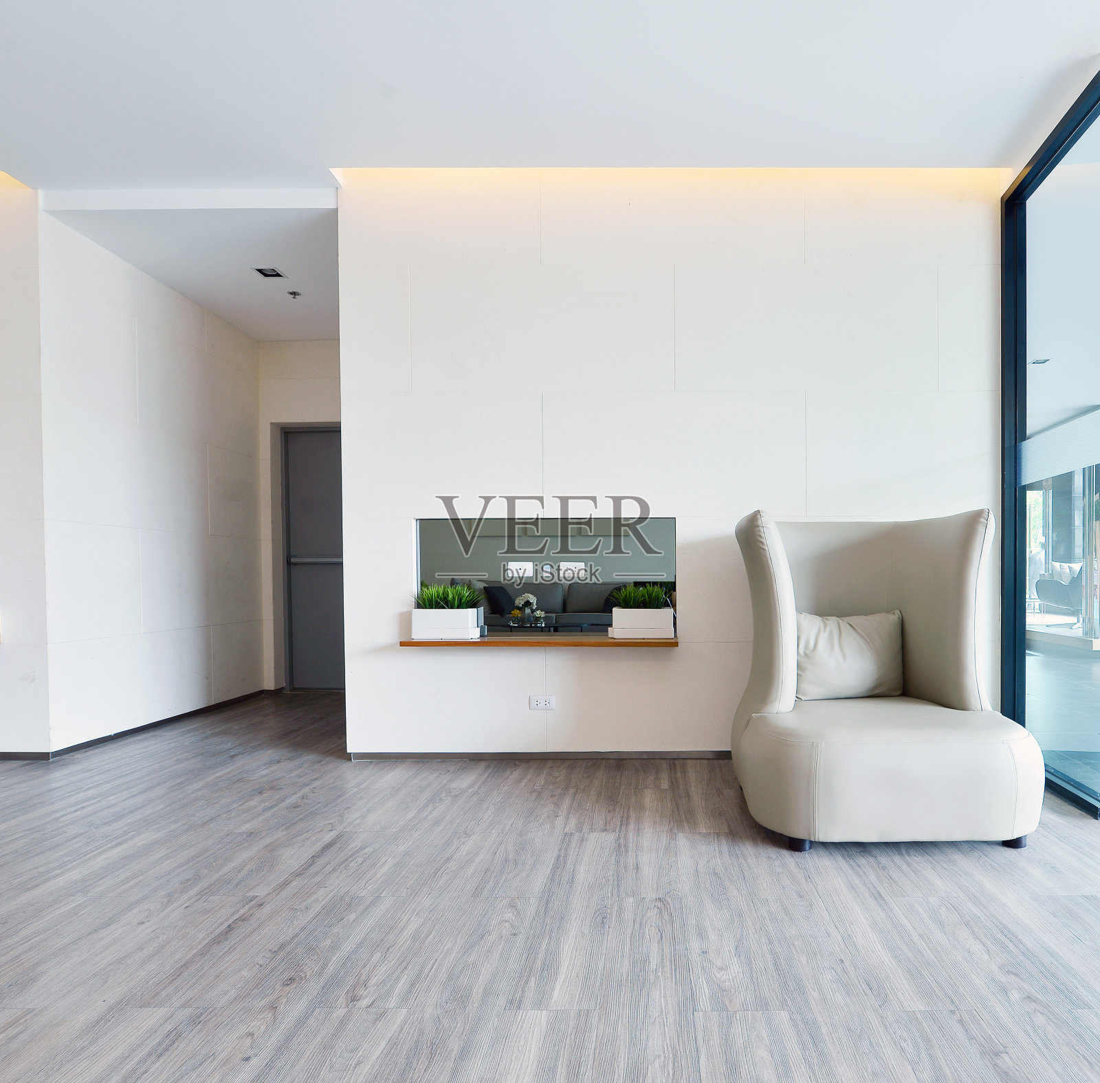 白色豪华现代生活室内装饰，室内设计照片摄影图片