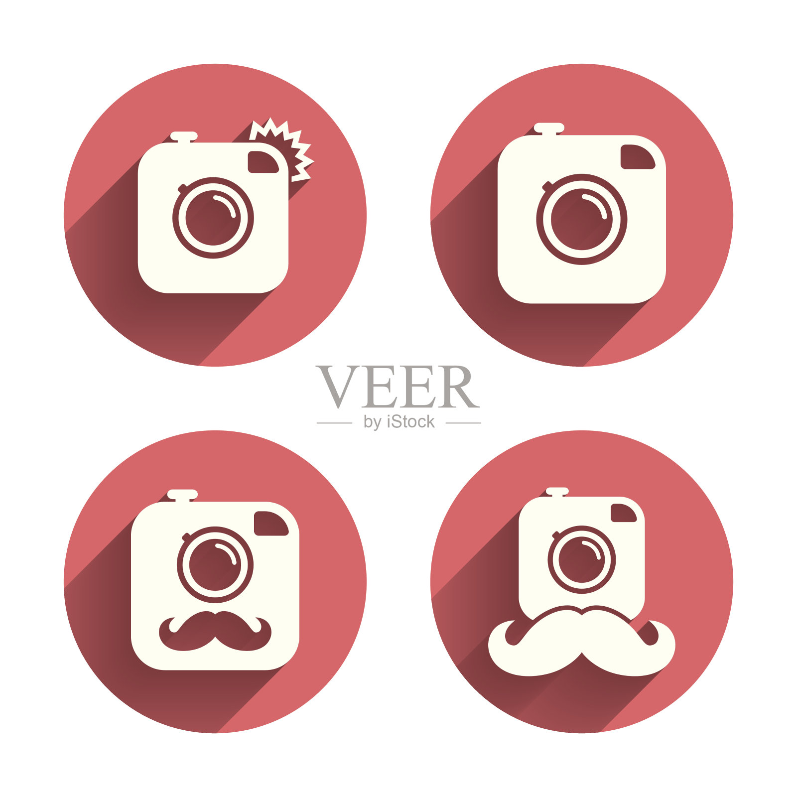 时髦的照片相机与胡子图标图标素材