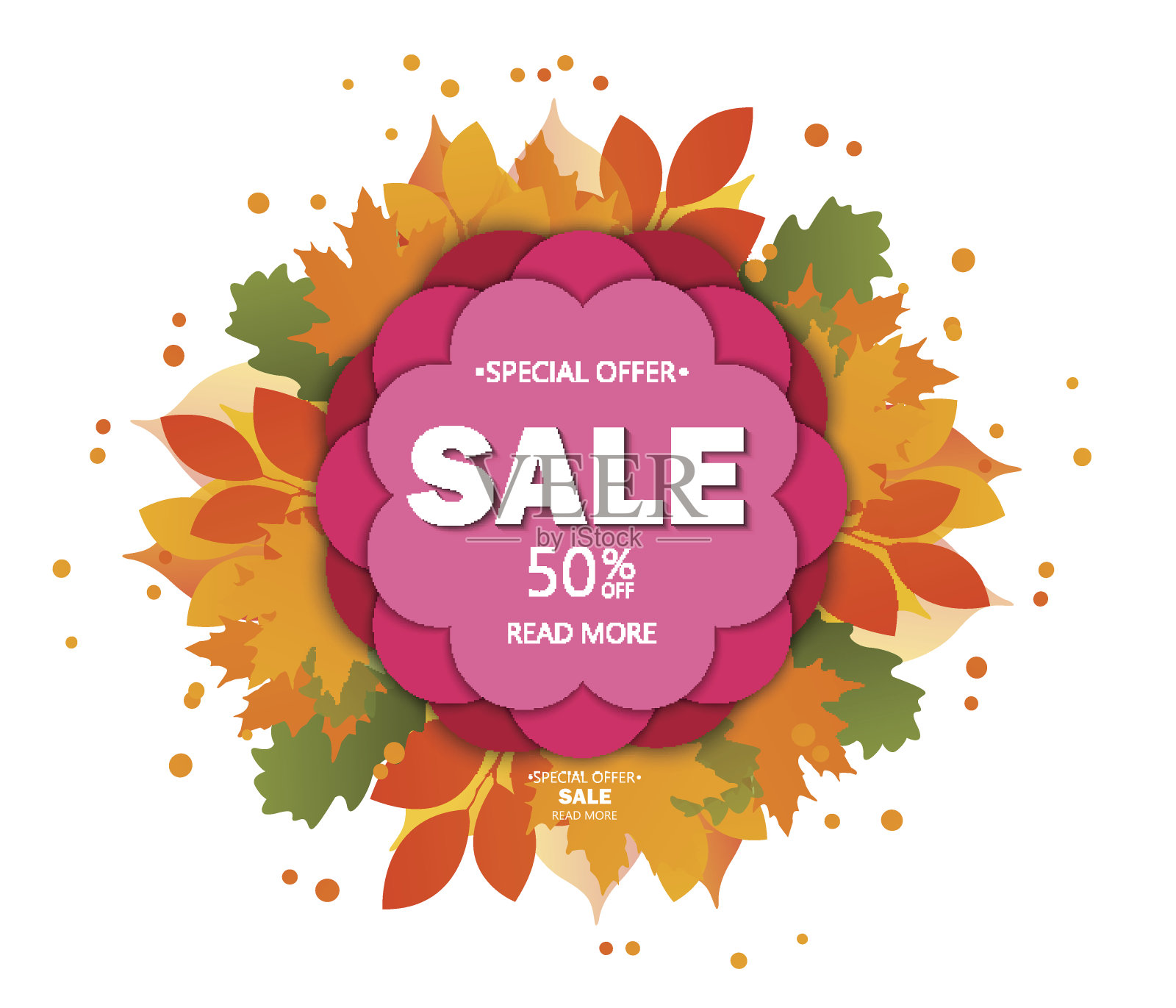 金秋，四季销售，树叶花束，手工绘制，抽象矢量设计艺术设计元素图片