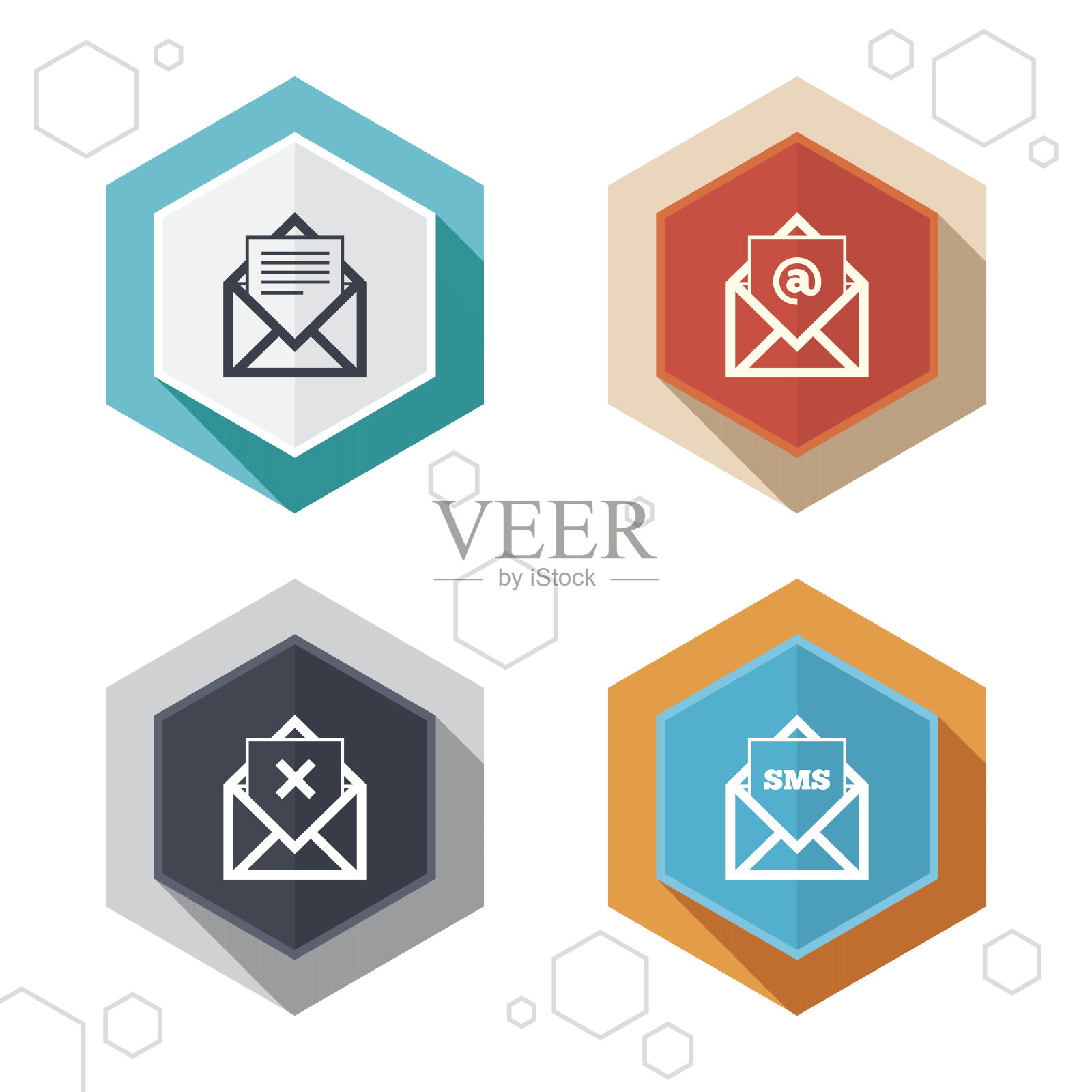 邮件信封图标。消息文档的象征图标素材