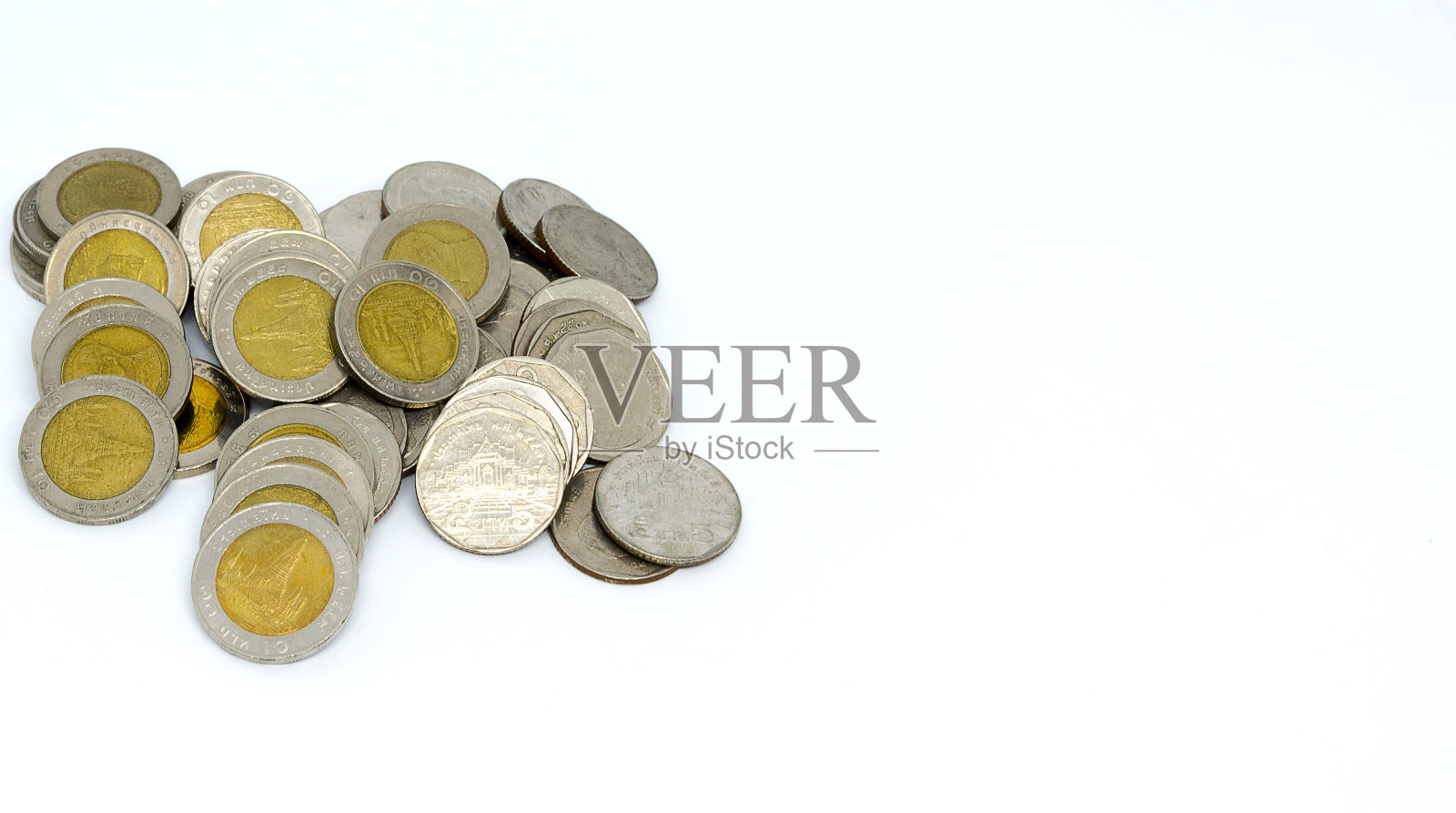 硬币泰国浴孤立在白色背景照片摄影图片