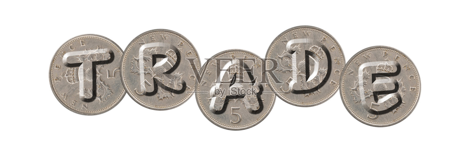 贸易-硬币在白色背景照片摄影图片