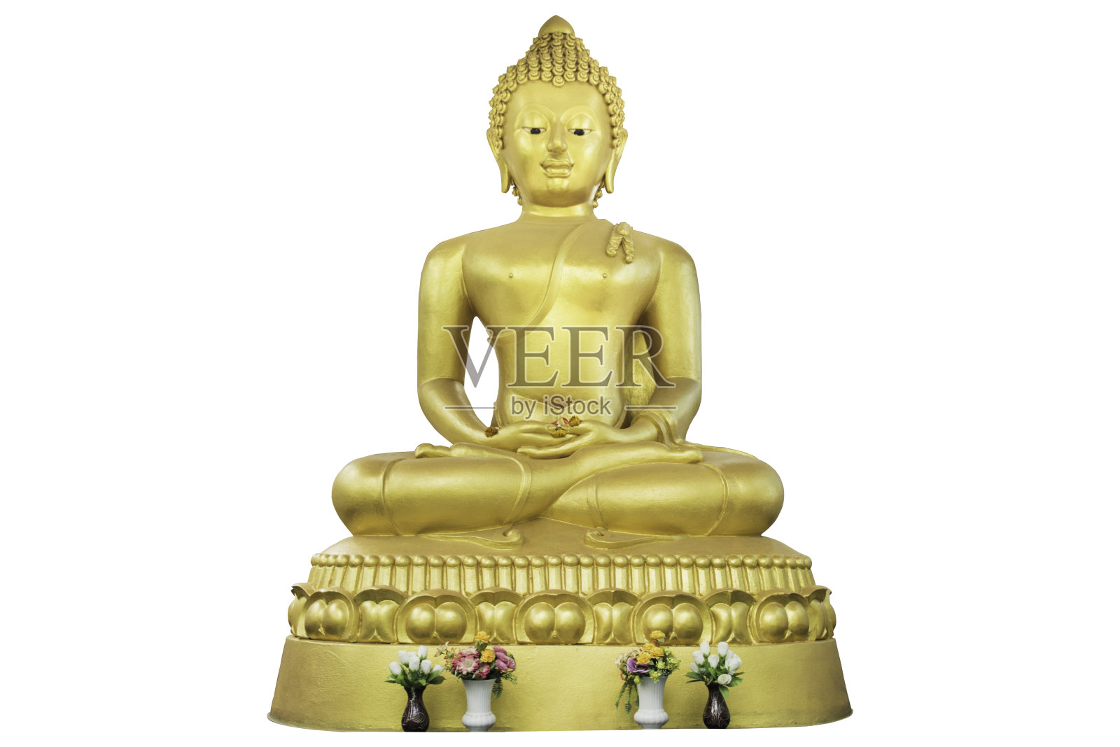 白色背景上的佛像照片摄影图片